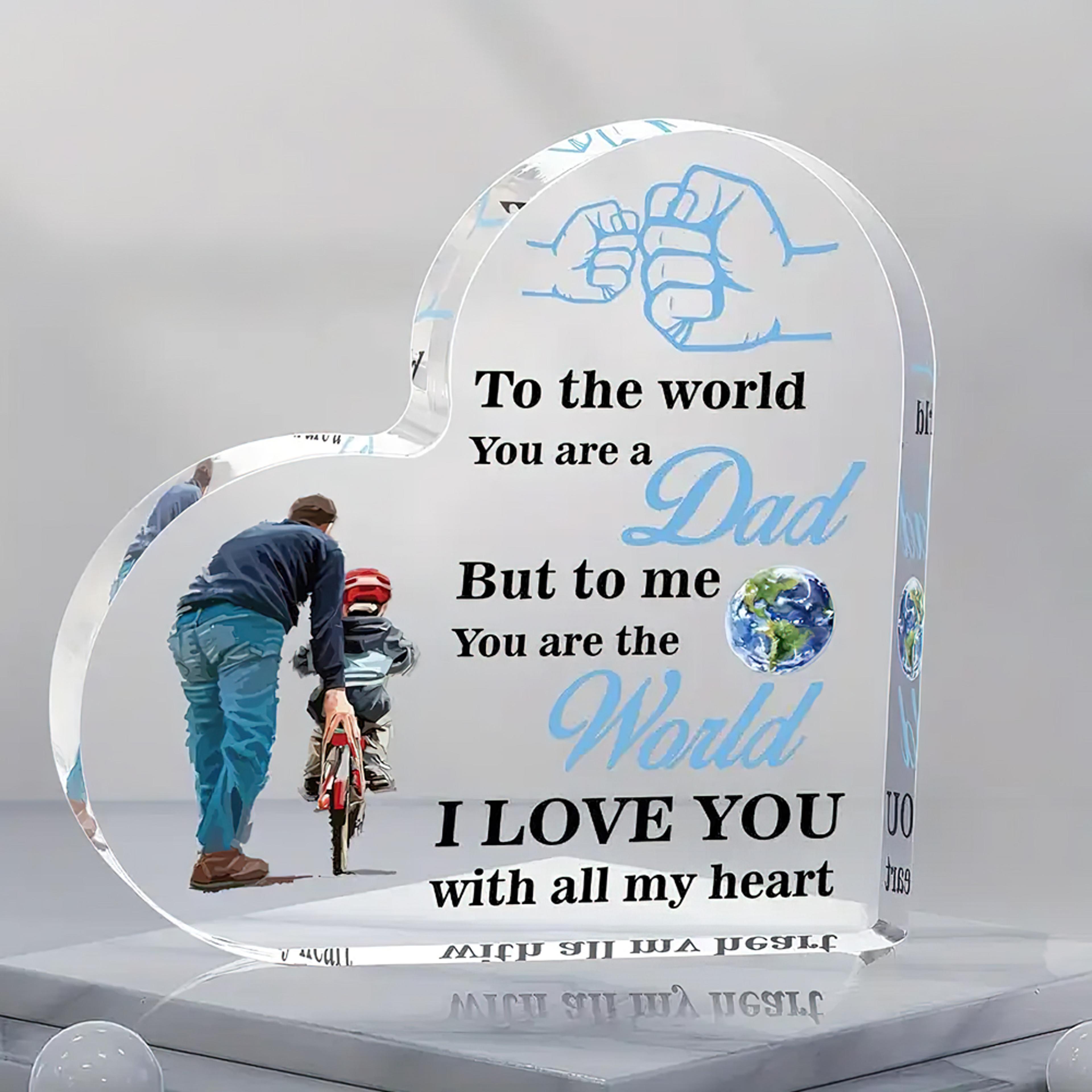 inspirational heart shaped dad acrylic plaque keepsake paperweight decor