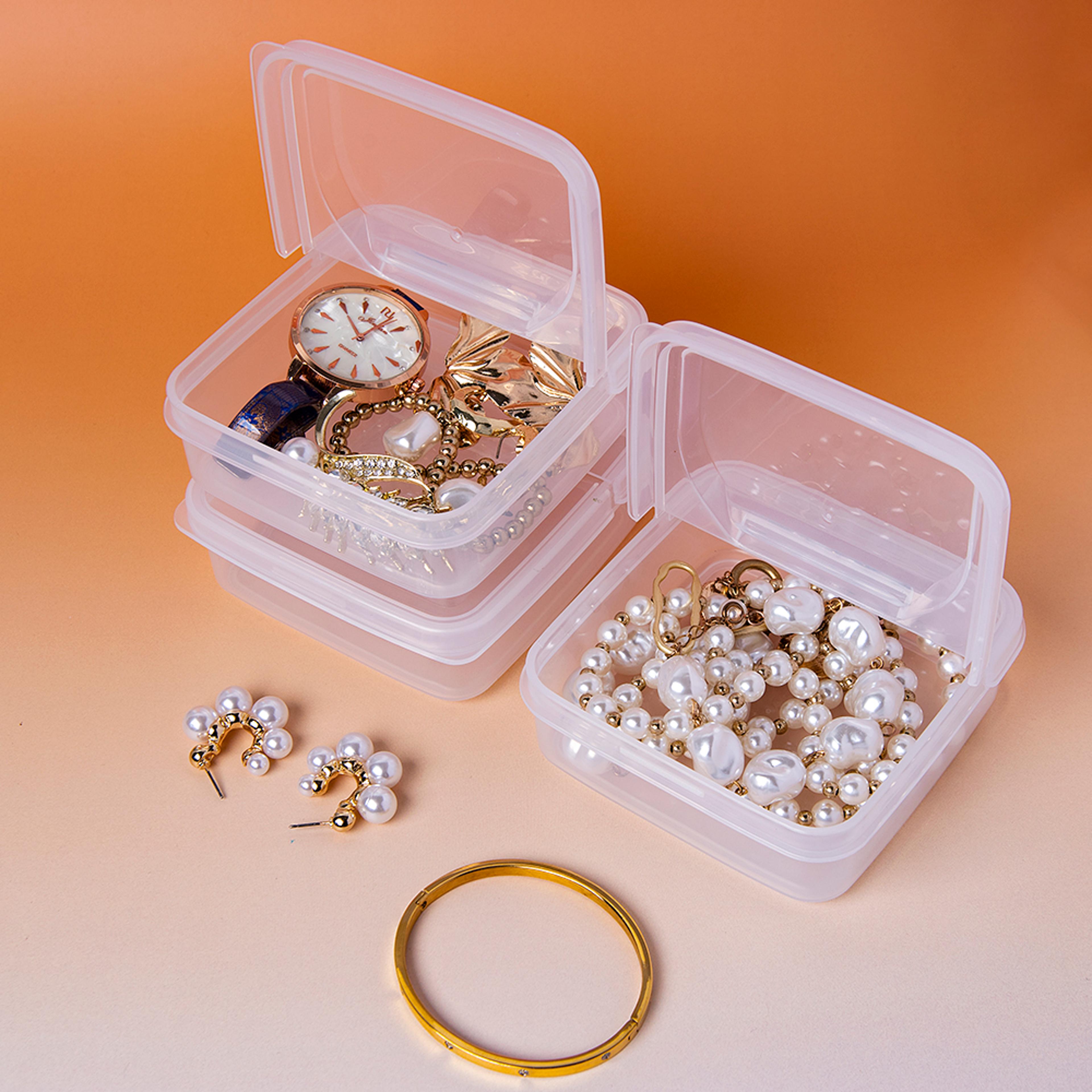 transparent square pp plastic flip storage box for jewelry and small items