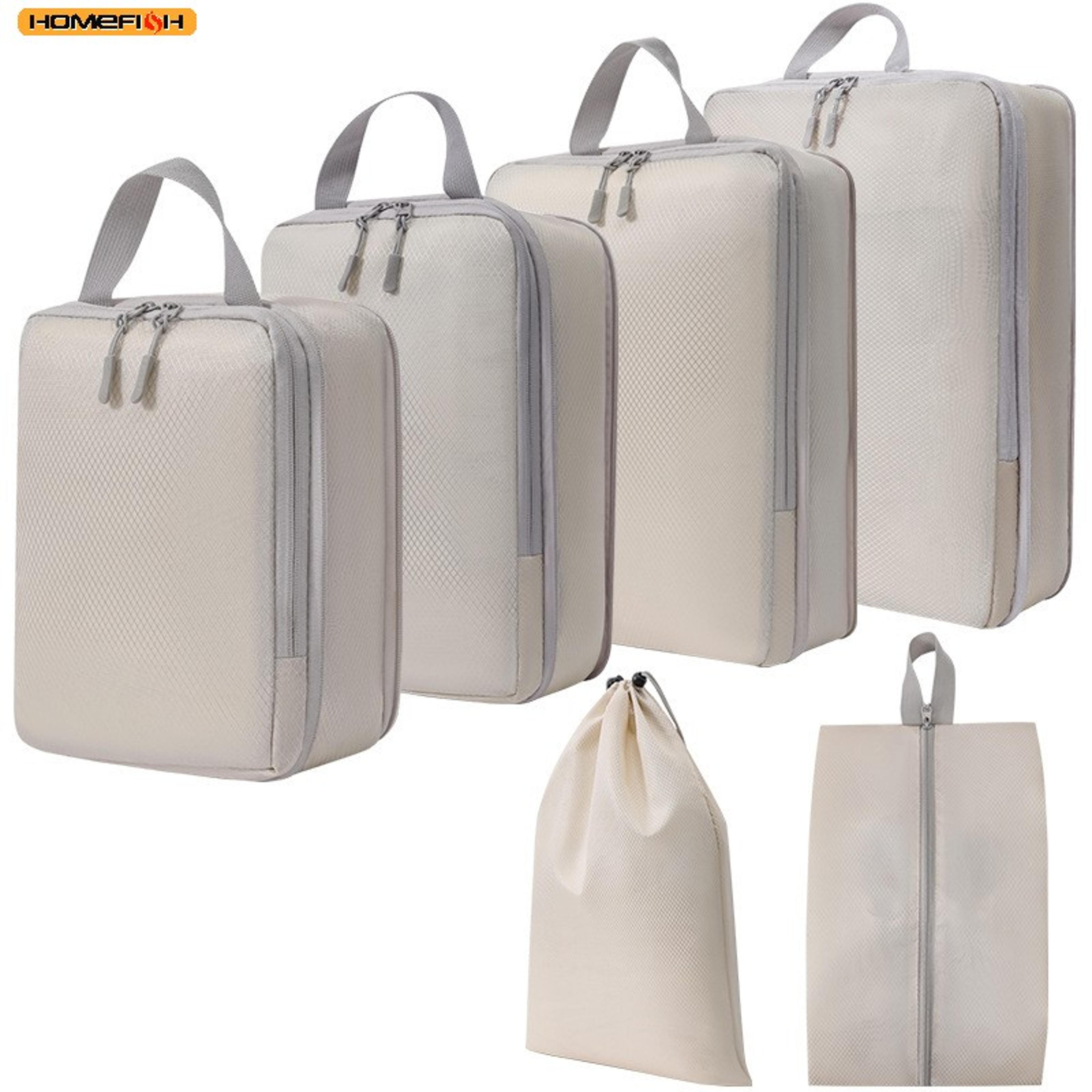 compressible packing cubes six piece set waterproof luggage organizer bags