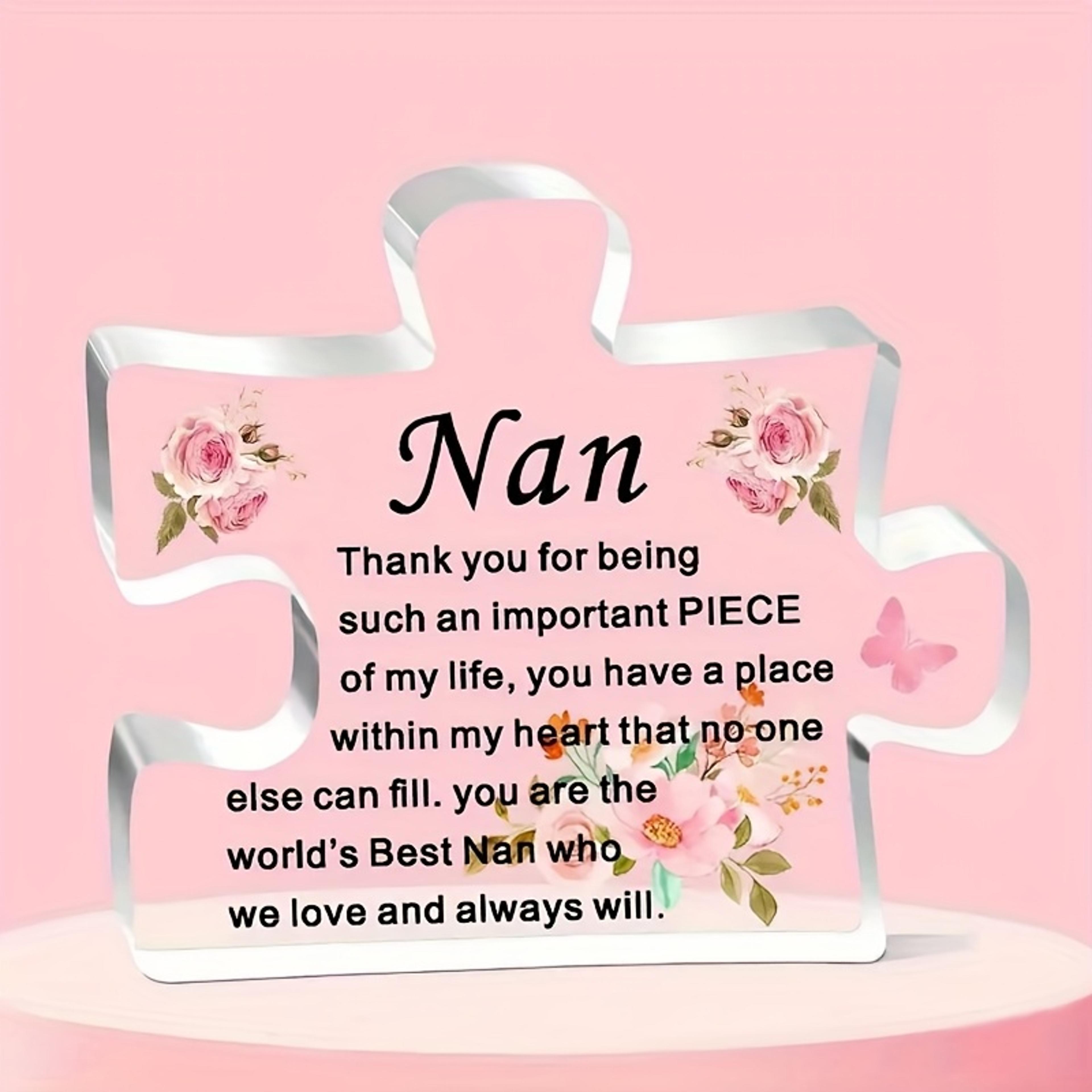 acrylic nan gift puzzle piece with floral design token for display