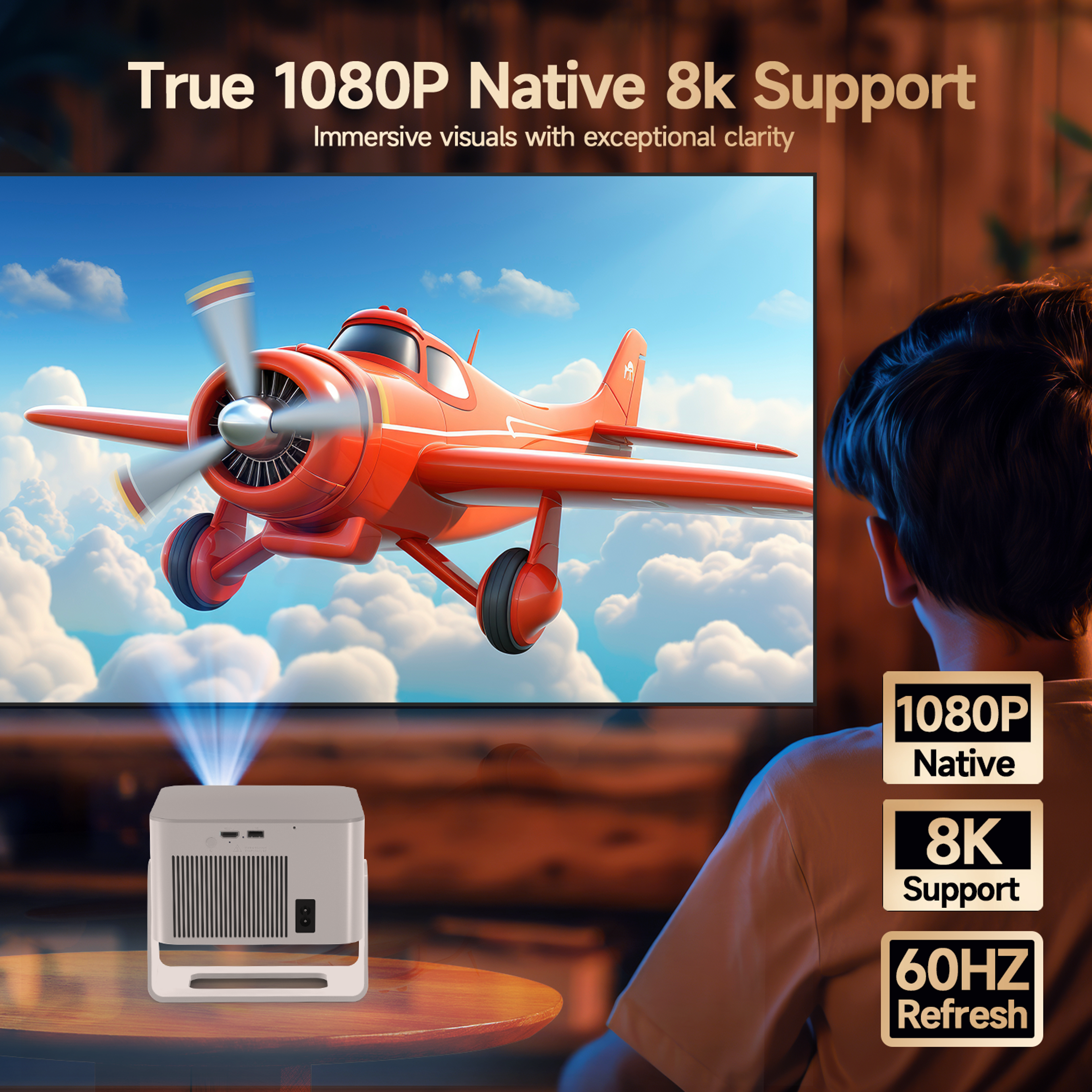 Smart Projector With Auto Focus WiFi Six And Android Fourteen 4
