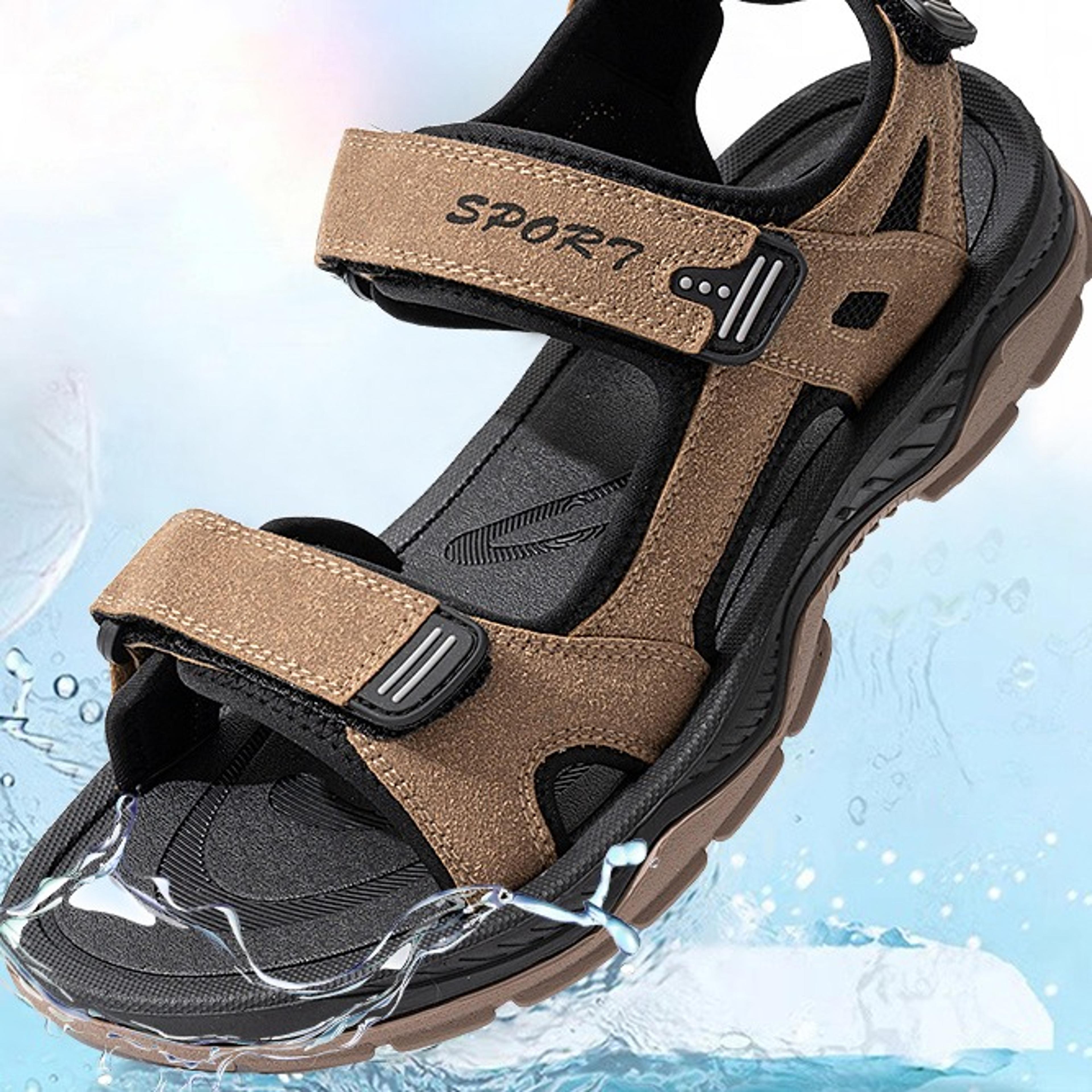 mens summer beach sandals with quick drying fabric and non slip rubber soles