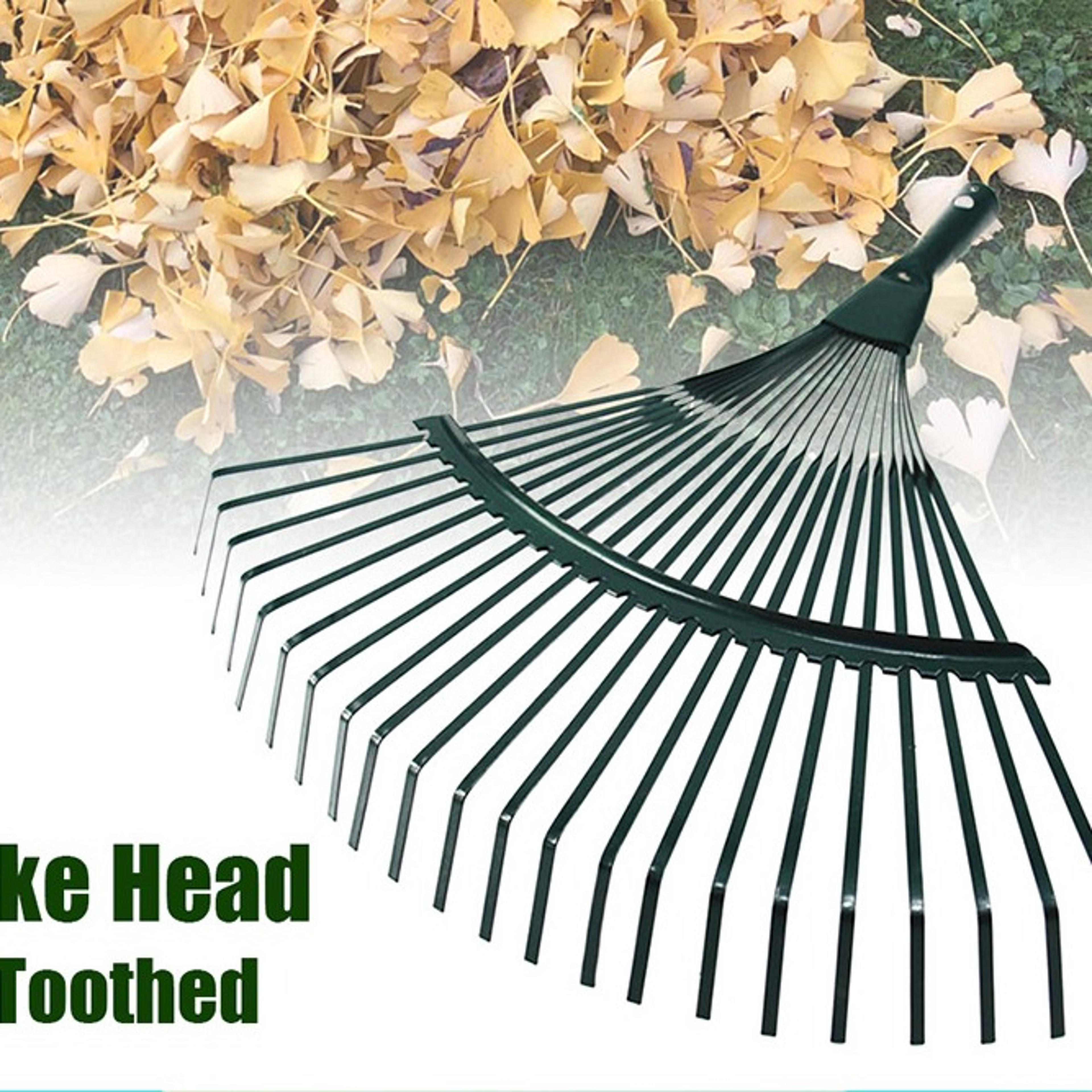 Twentytwo Tooth Garden Leaf Rake with Durable Iron Head for Lawn and Yard Cleanupjpg
