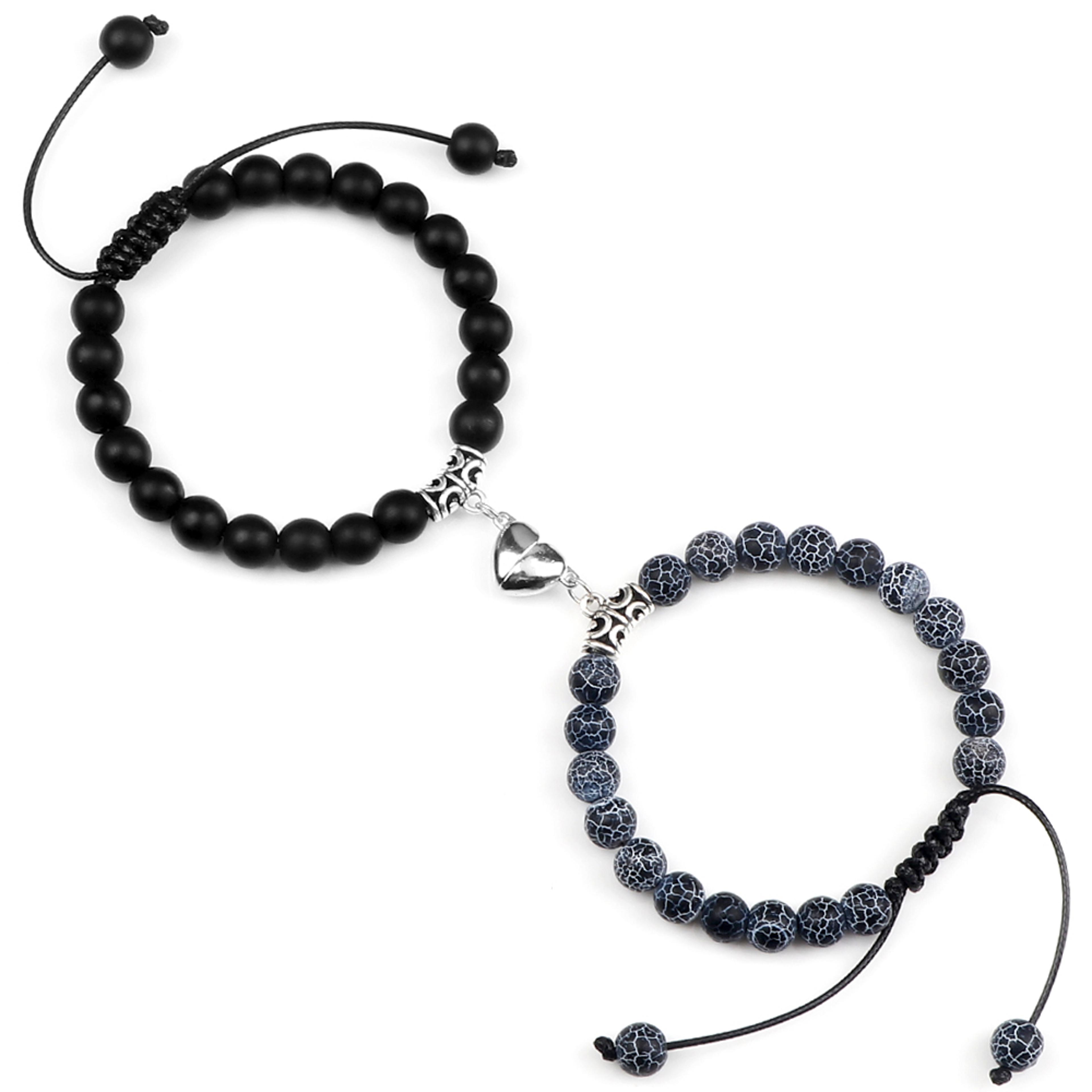 Couple Distance Bracelets With Natural Stone Beads And Magnetic Heart Charms 11