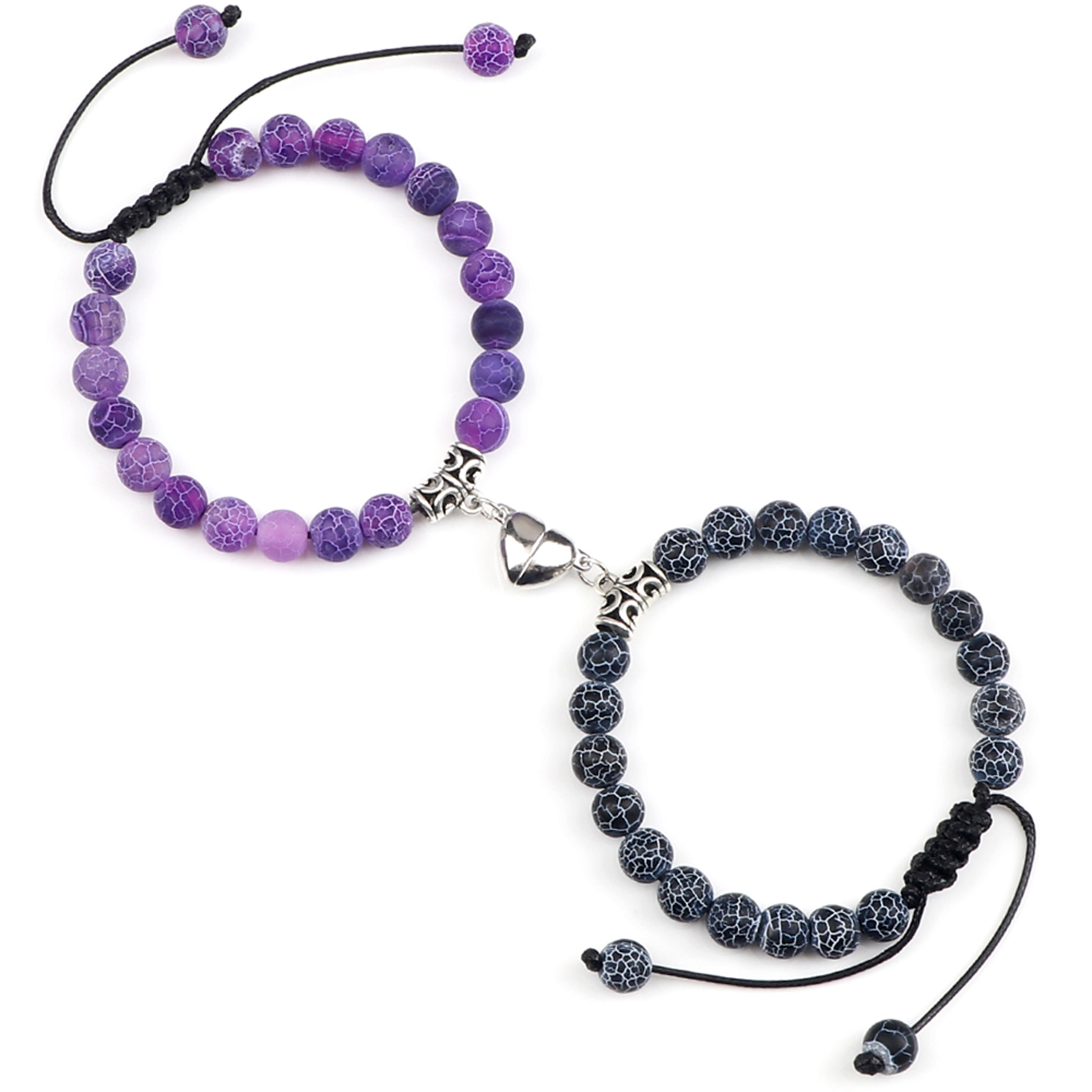 Couple Distance Bracelets With Natural Stone Beads And Magnetic Heart Charms 9