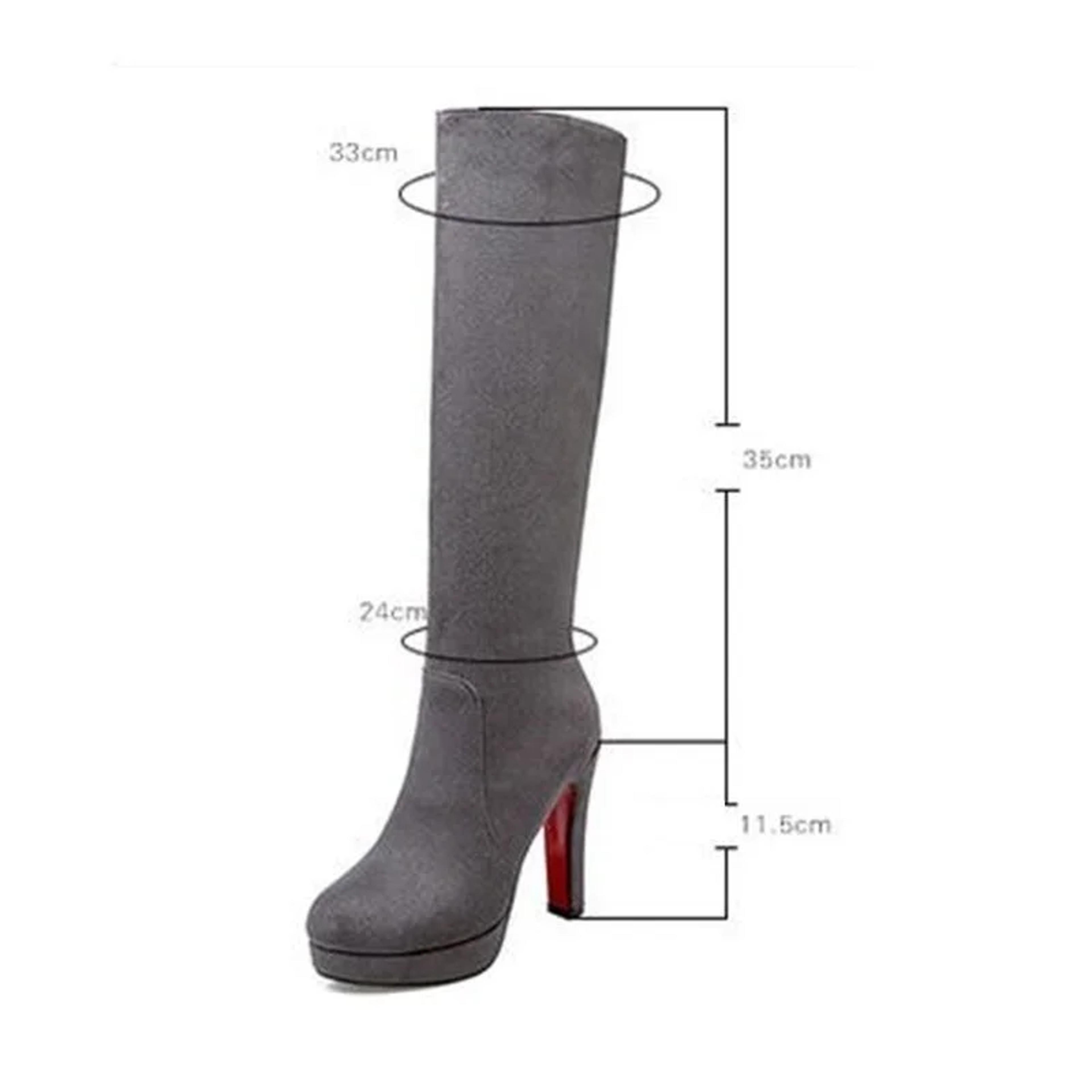 Womens Knee High Platform Boots With Square Heels And Zipper Closure 2