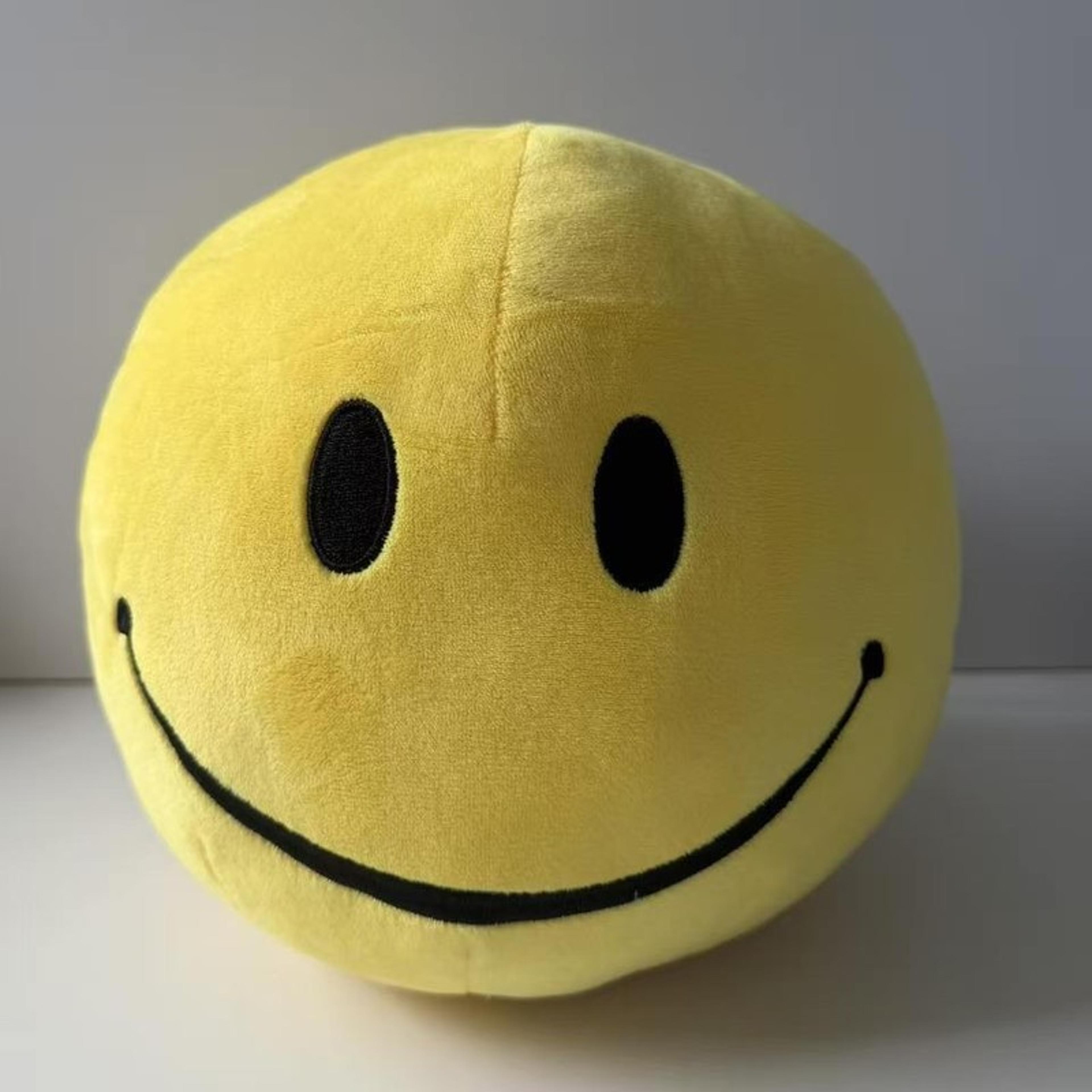 yellow smiley face plush pillow soft round happy face throw cushion