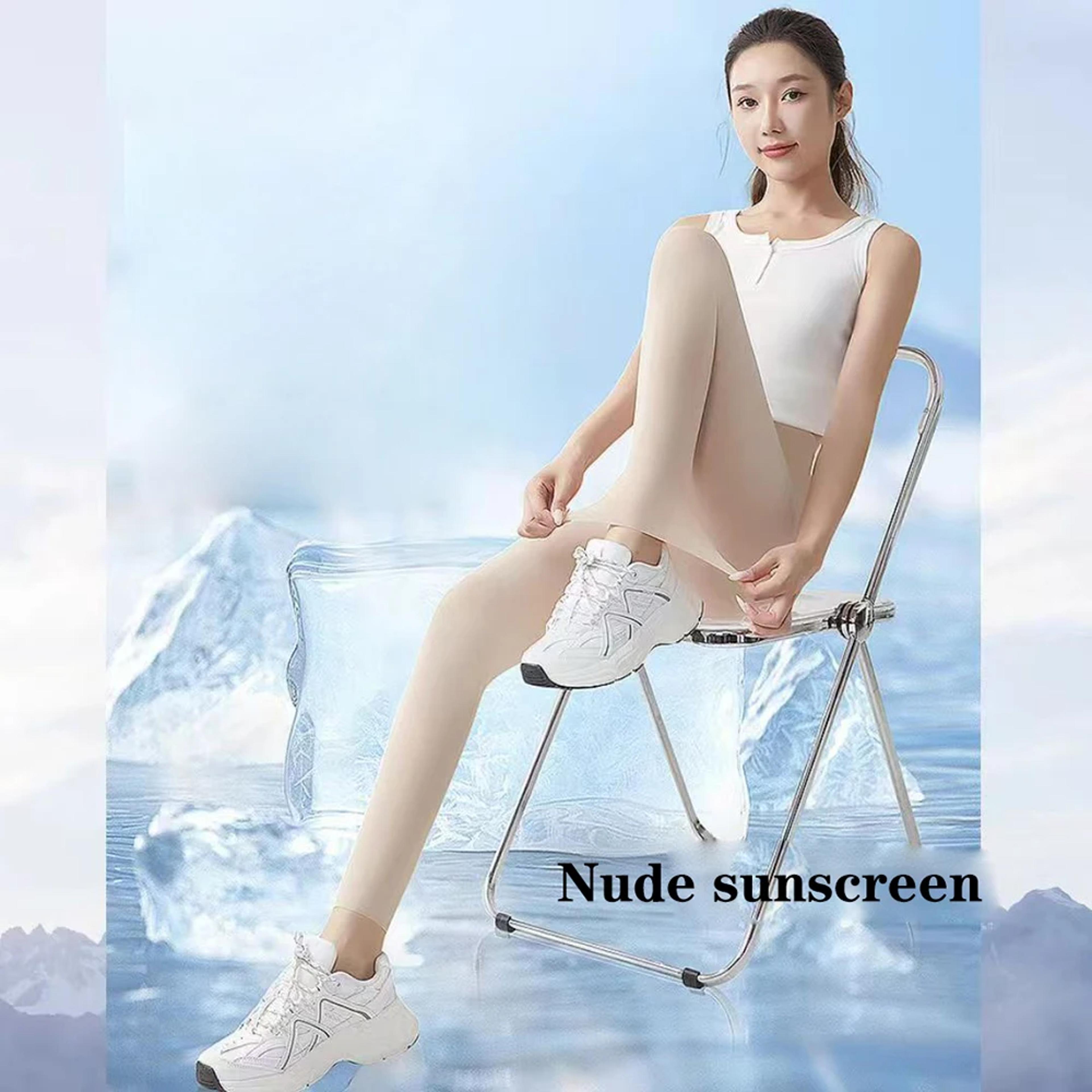 Womens High Waist Ice Silk Shark Skin Leggings Seamless Breathable Yoga Pants 3