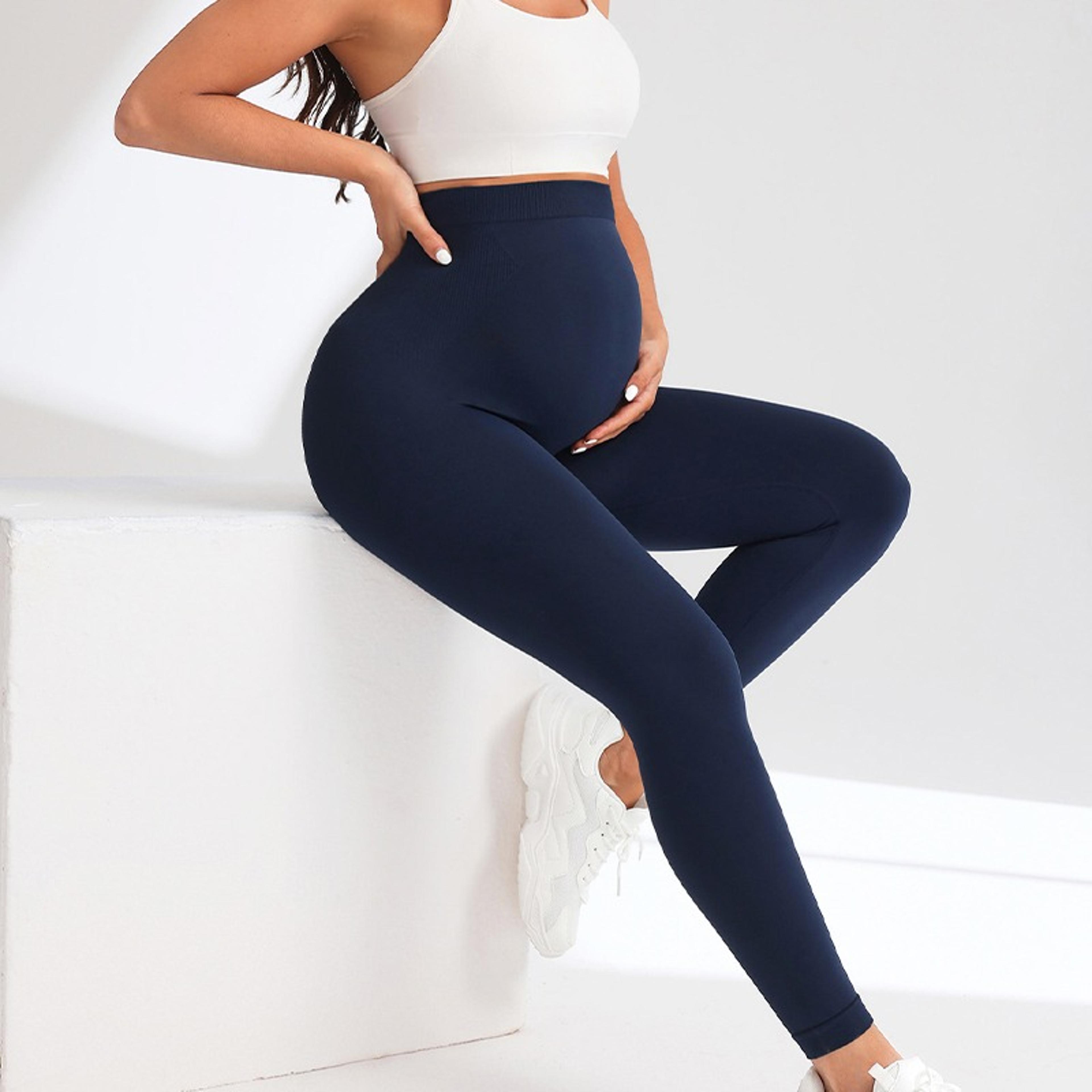 high waist maternity leggings for women seamless knit yoga pants with belly support