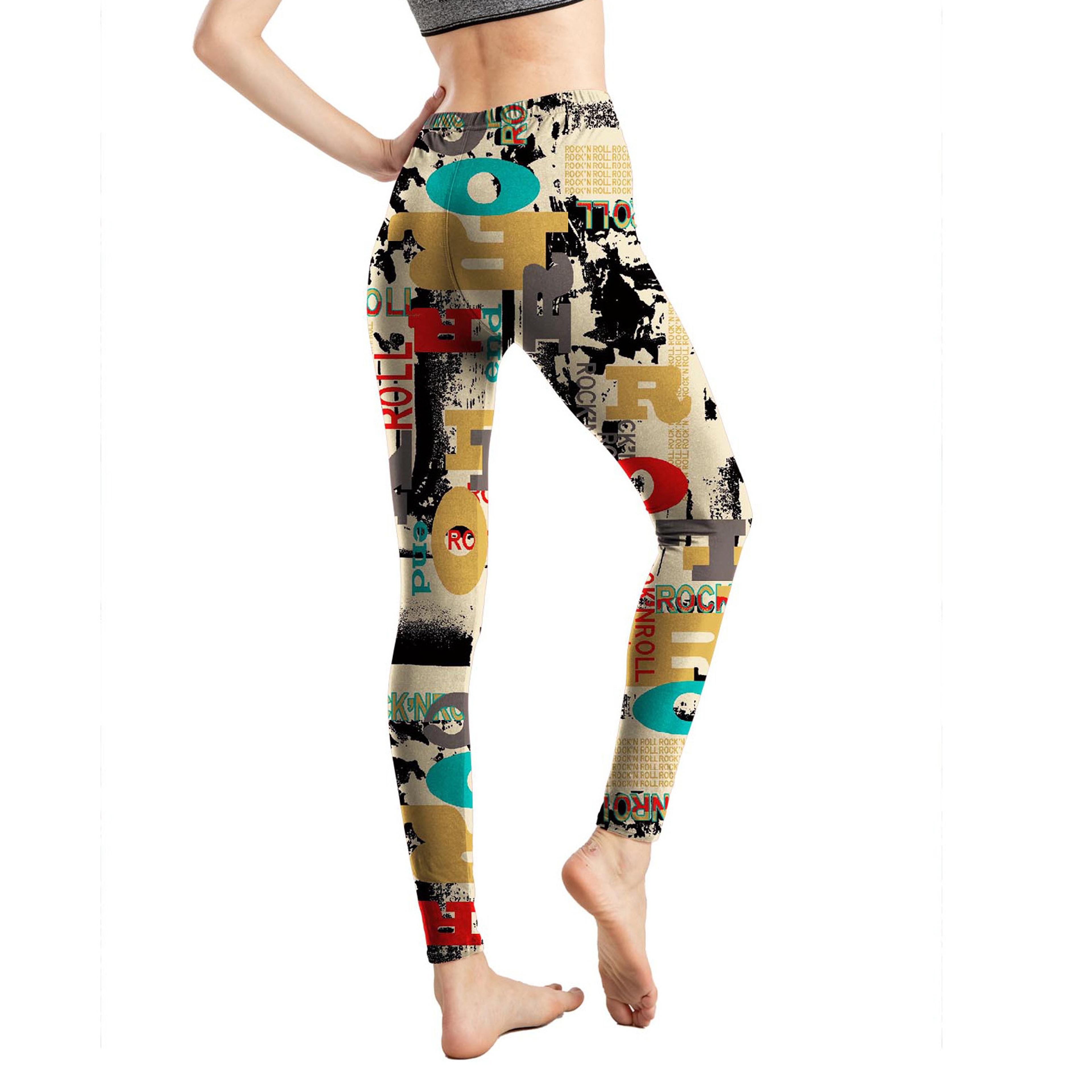 Womens Colorful Geometric Print Stretch Leggings For Workout And Casual Wear 1