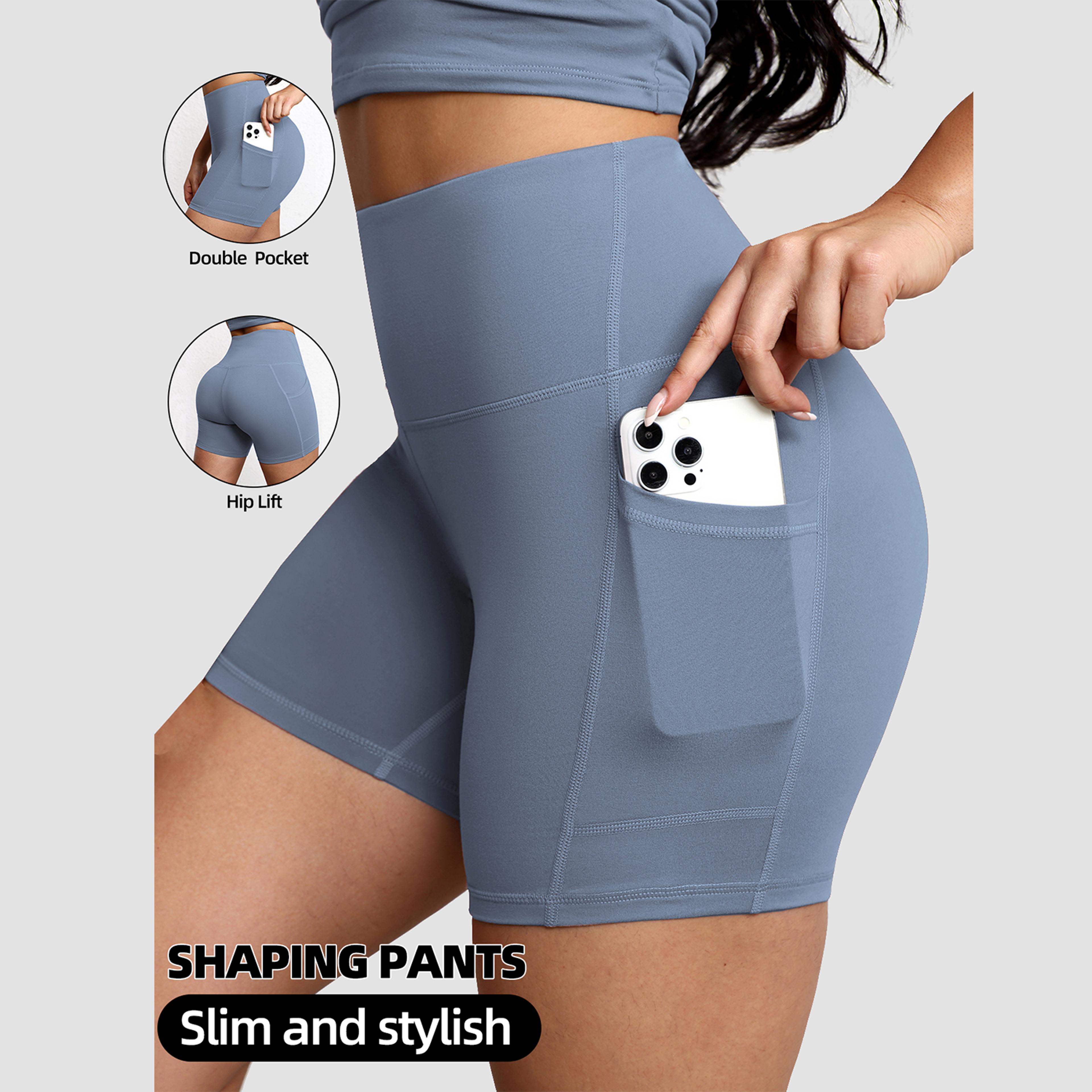 womens high waisted yoga shorts with pockets quick dry workout shorts