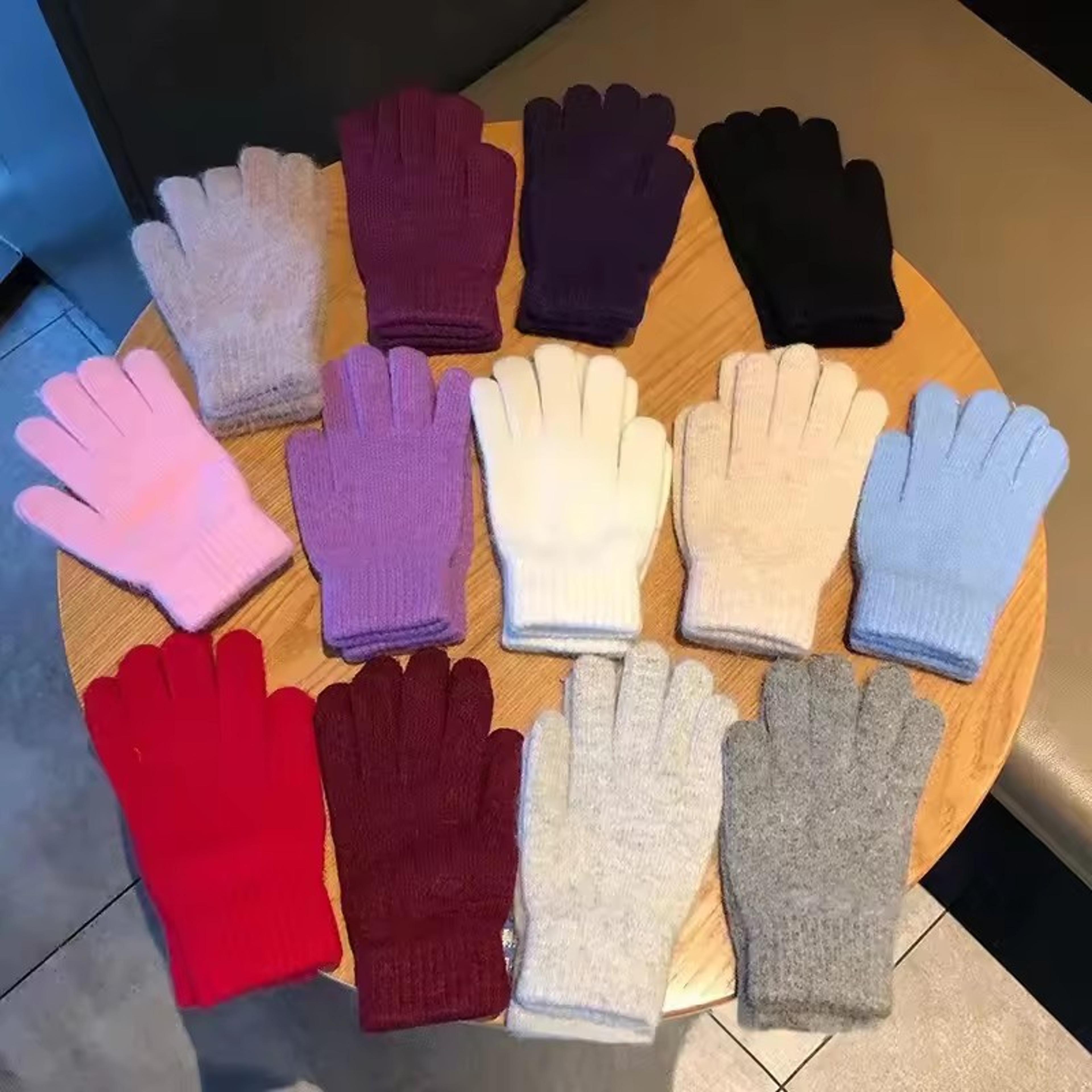 unisex winter knit gloves thick warm full finger stretch gloves for outdoor activities