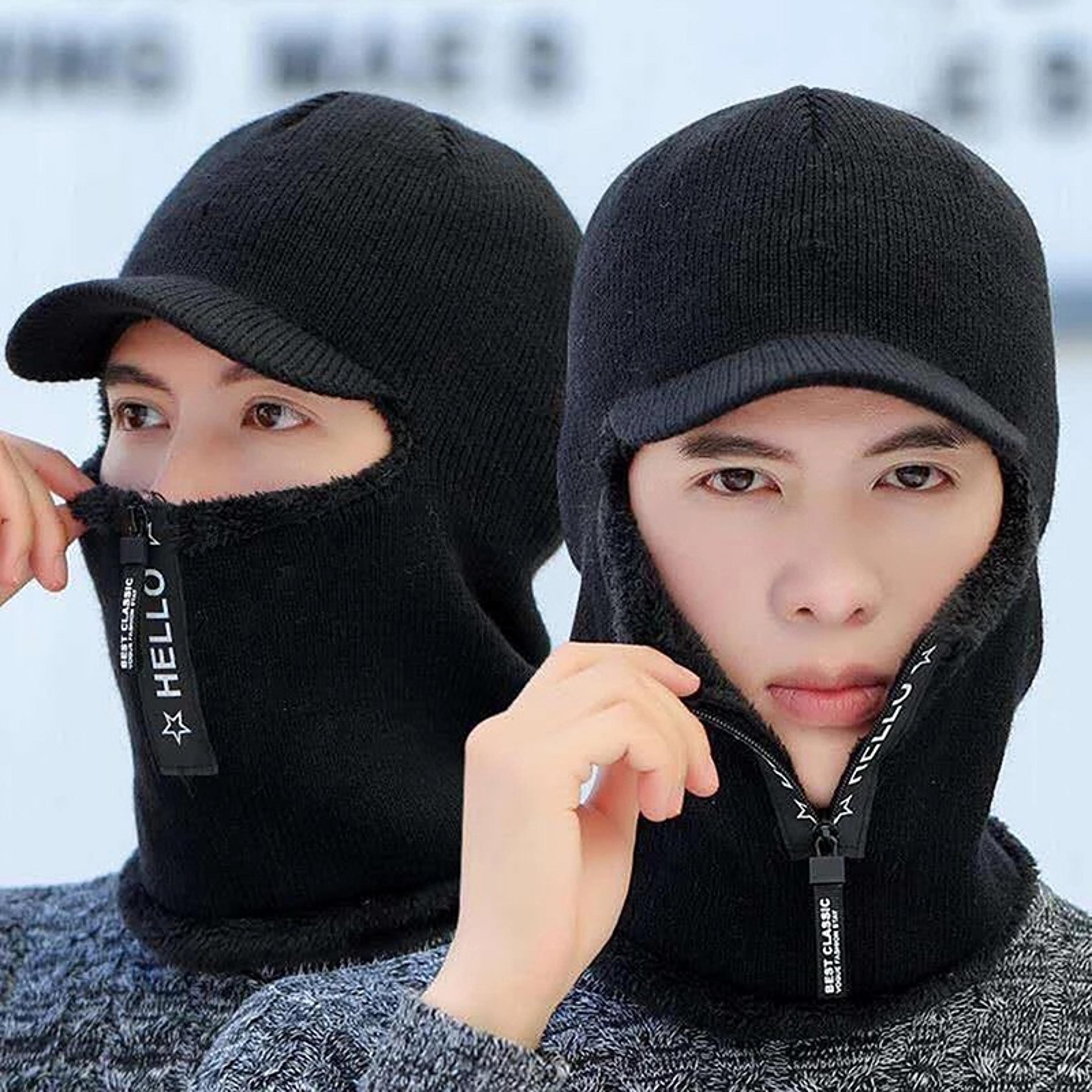 winter warm ear protection hat with visor for outdoor wear