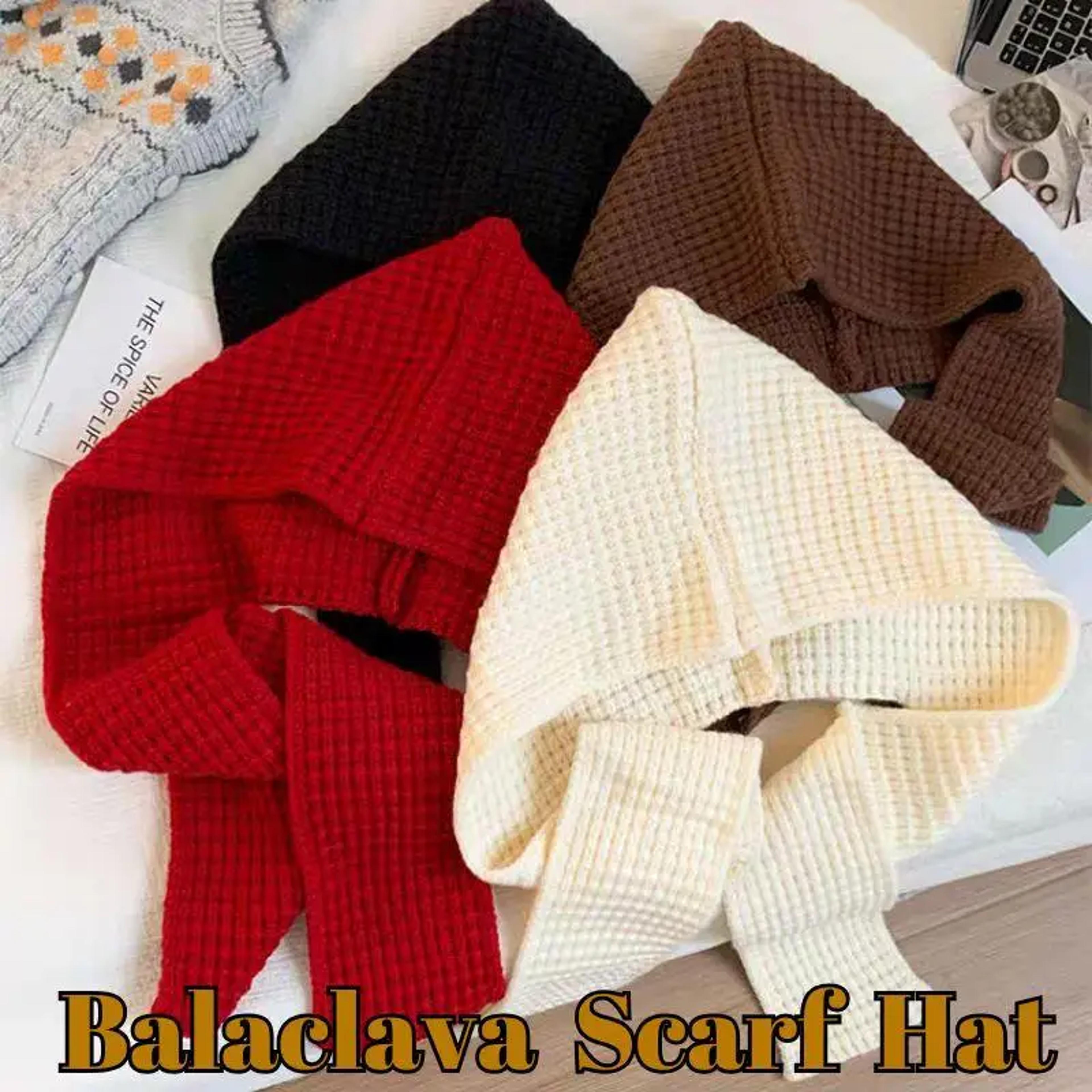 winter knit balaclava hat and scarf for men and women