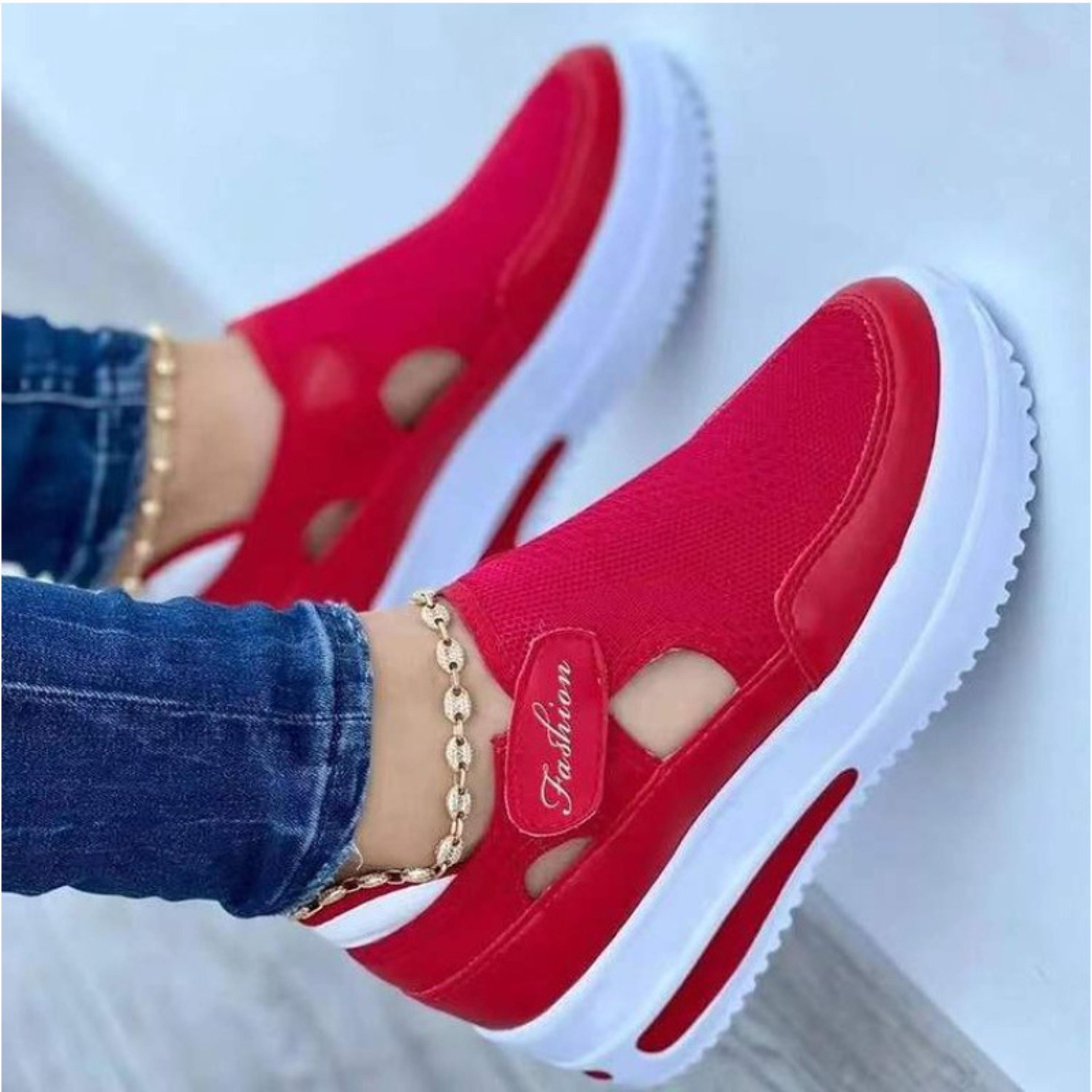 womens breathable platform sneakers with hook and loop closure