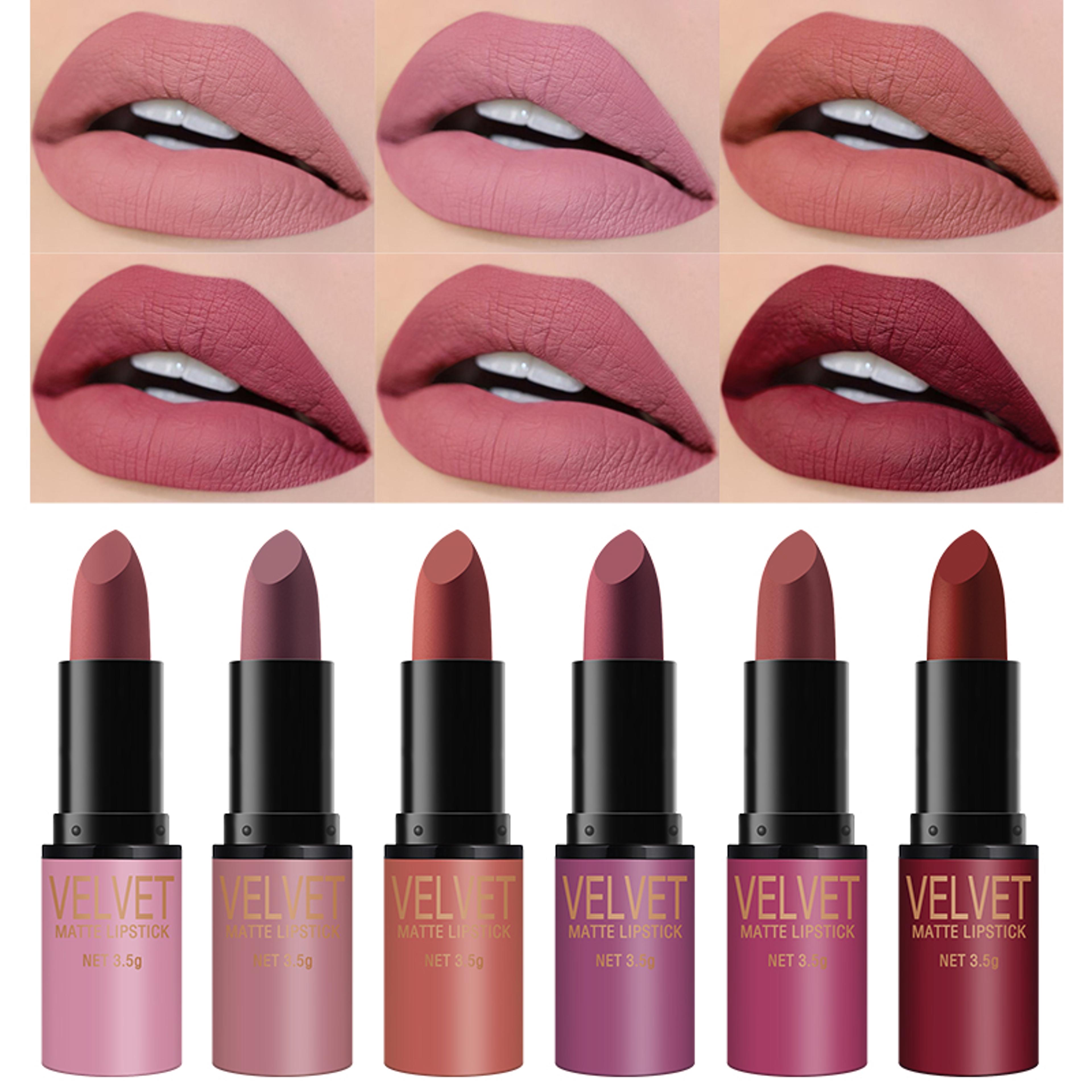 matte lipstick set with matte finish, waterproof, not easy to stick to cups, 6-color gift box lipstick collection