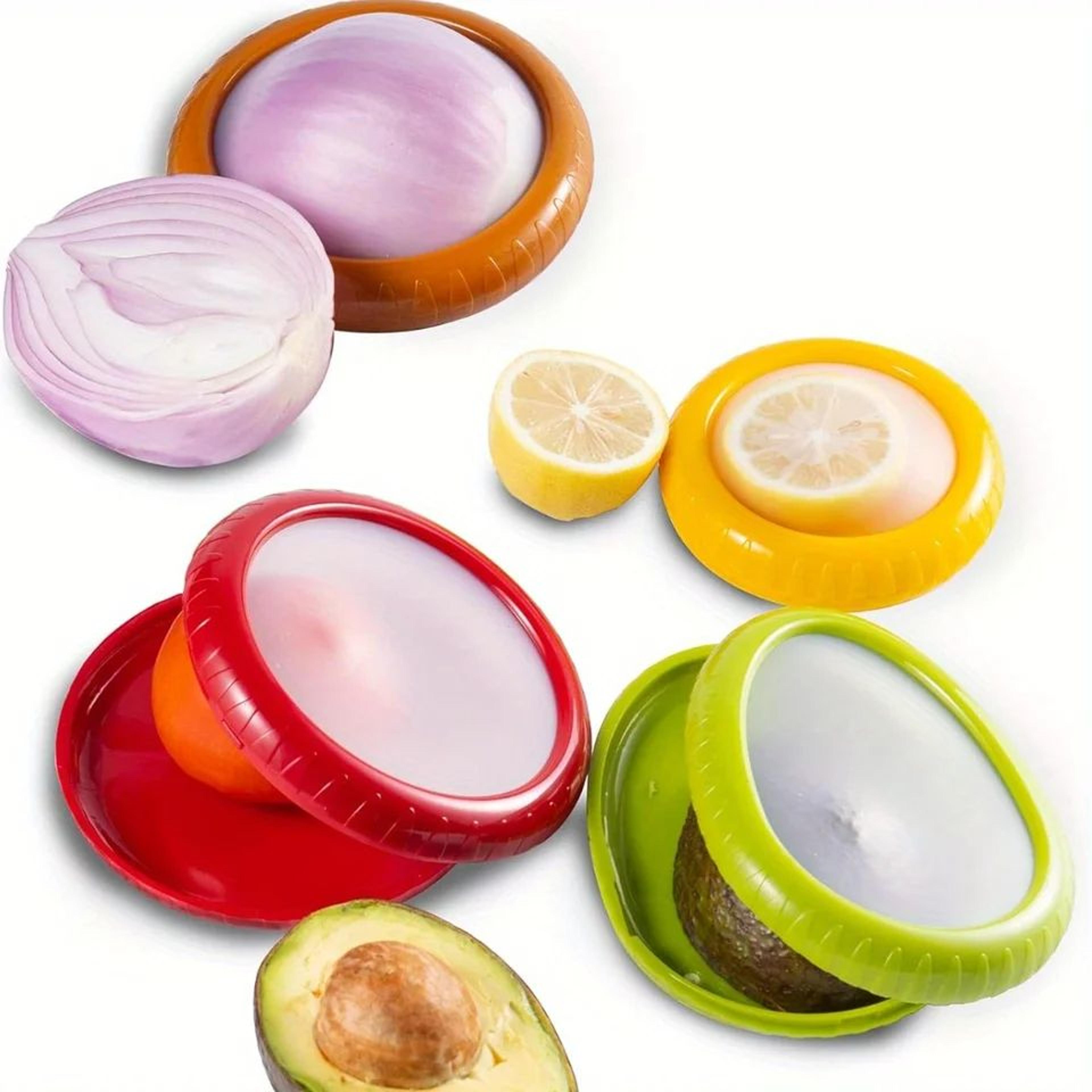 silicone fruit storage box, avocado save & onion storage holder for tomato, garlic, reusable airtight food container