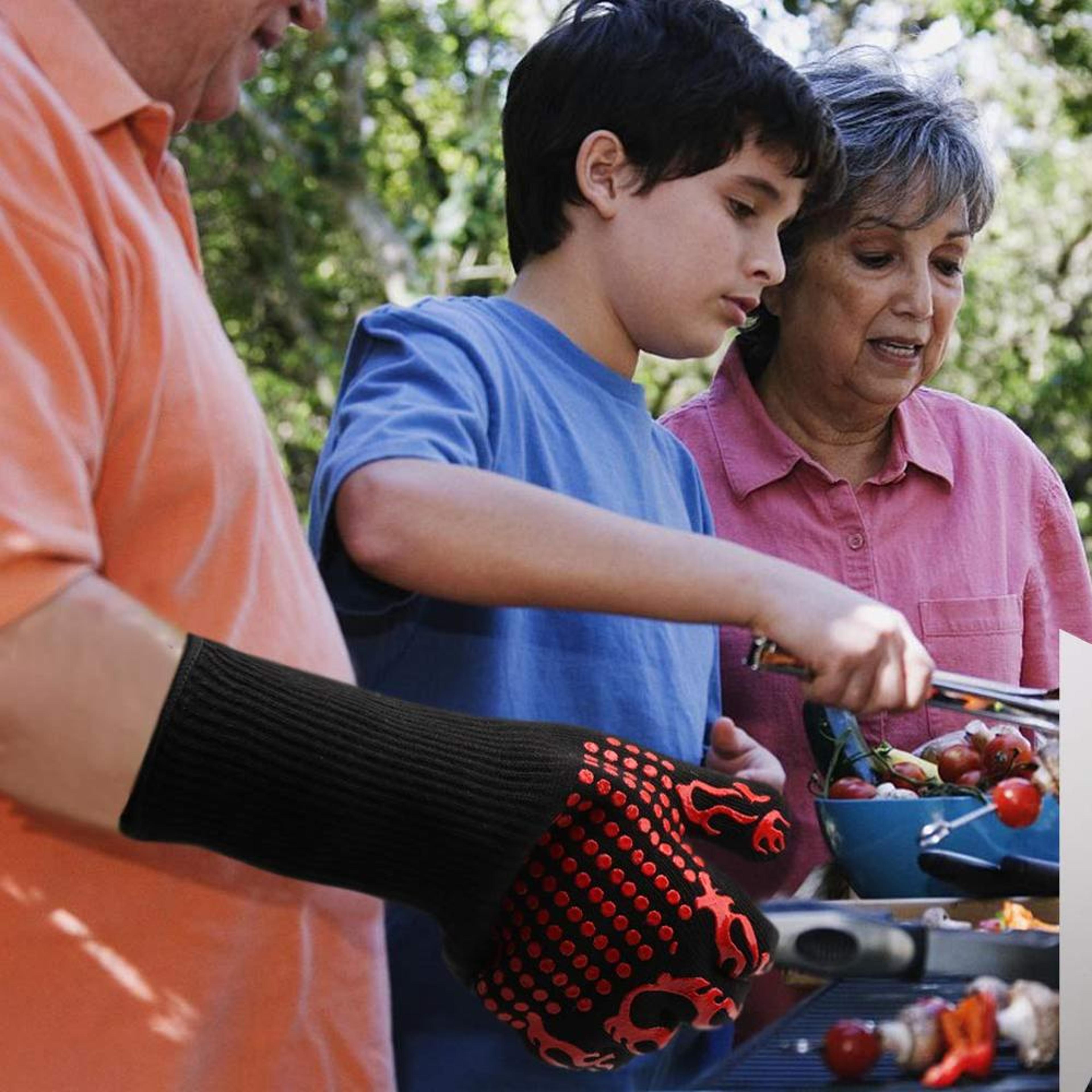 premium grill gloves for high heat, heat resistant, non-slip bbq & baking gloves for safe cooking & grilling