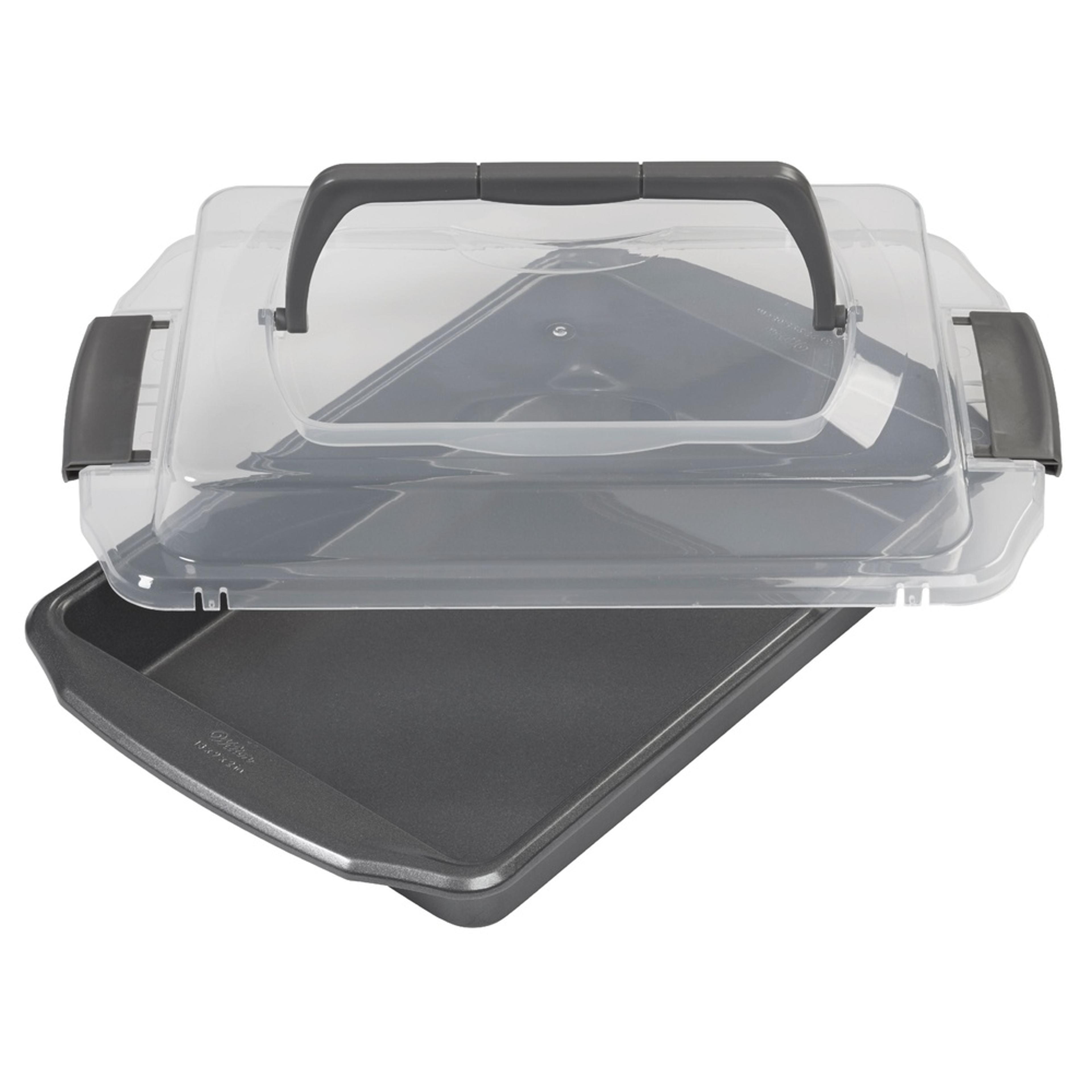 non-stick oblong cake pan with lid rectangular baking pan, durable, easy cleanup for brownies, casseroles, more