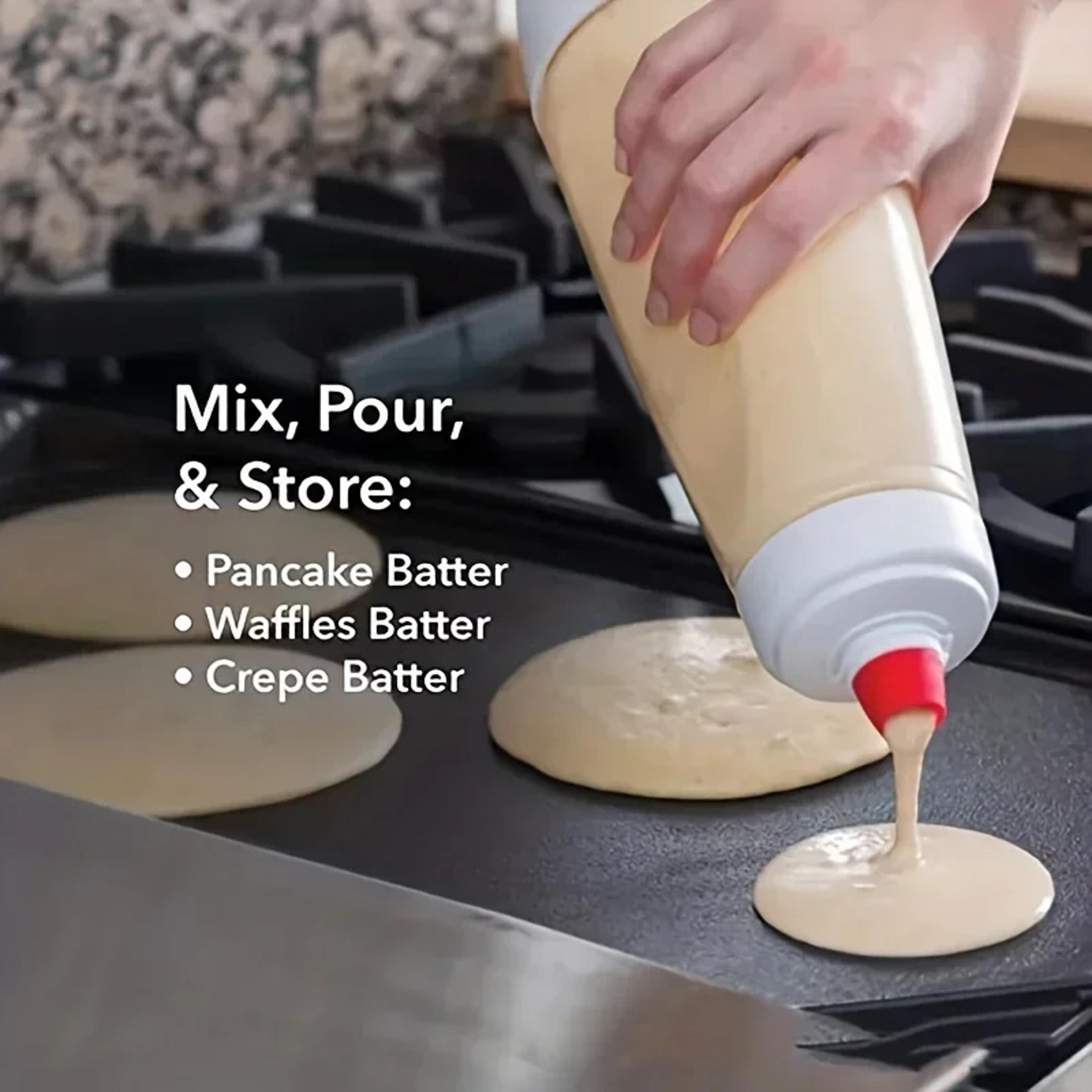Handheld Pancake Batter Mixer Bottle With Measurement Marks Cream Whisk Blender Ball Dispenser Waff 2