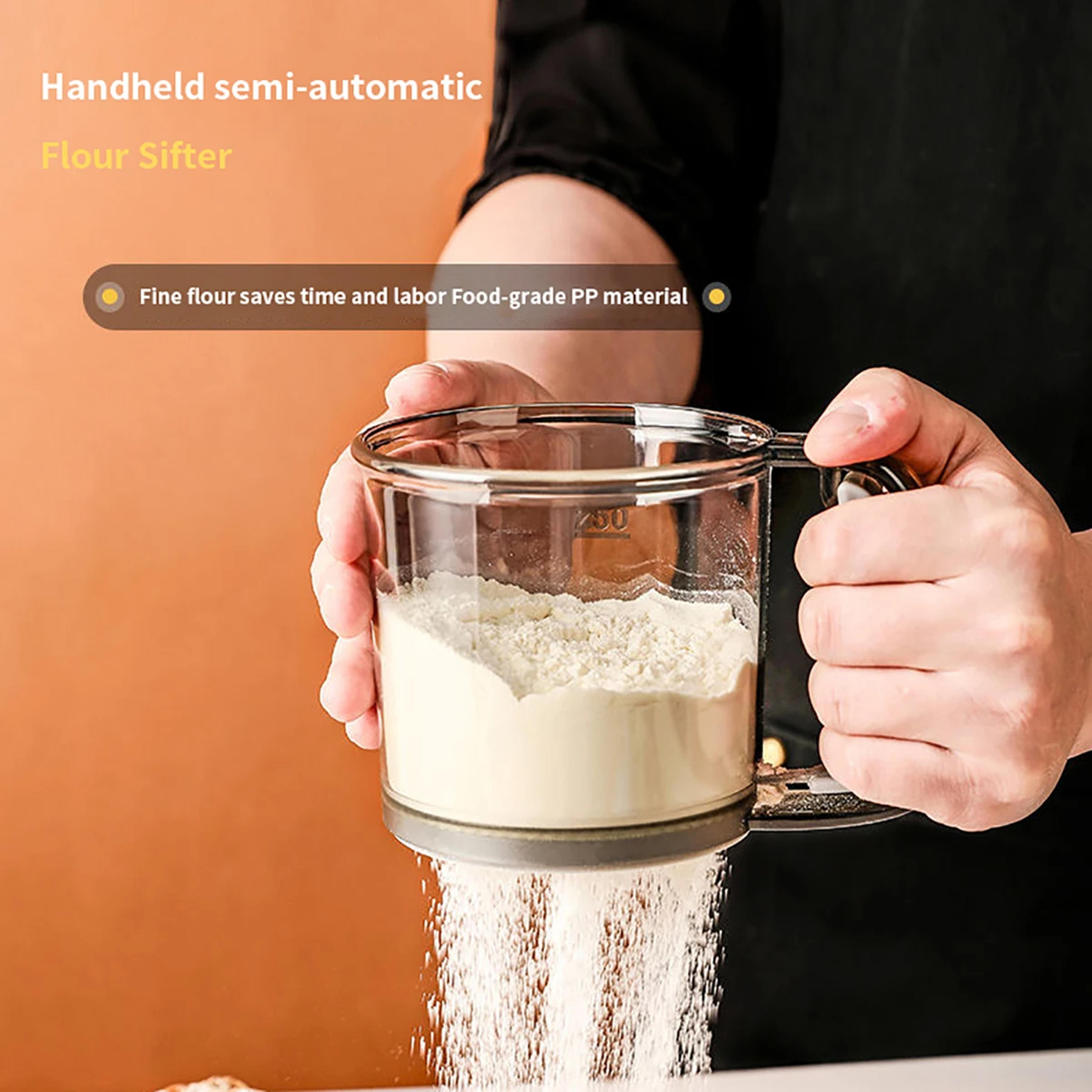 Kitchen Baking Cake Flour Sieve Mesh Semiautomatic Filter Sieve Flour Sieve With Capacity Scale 2