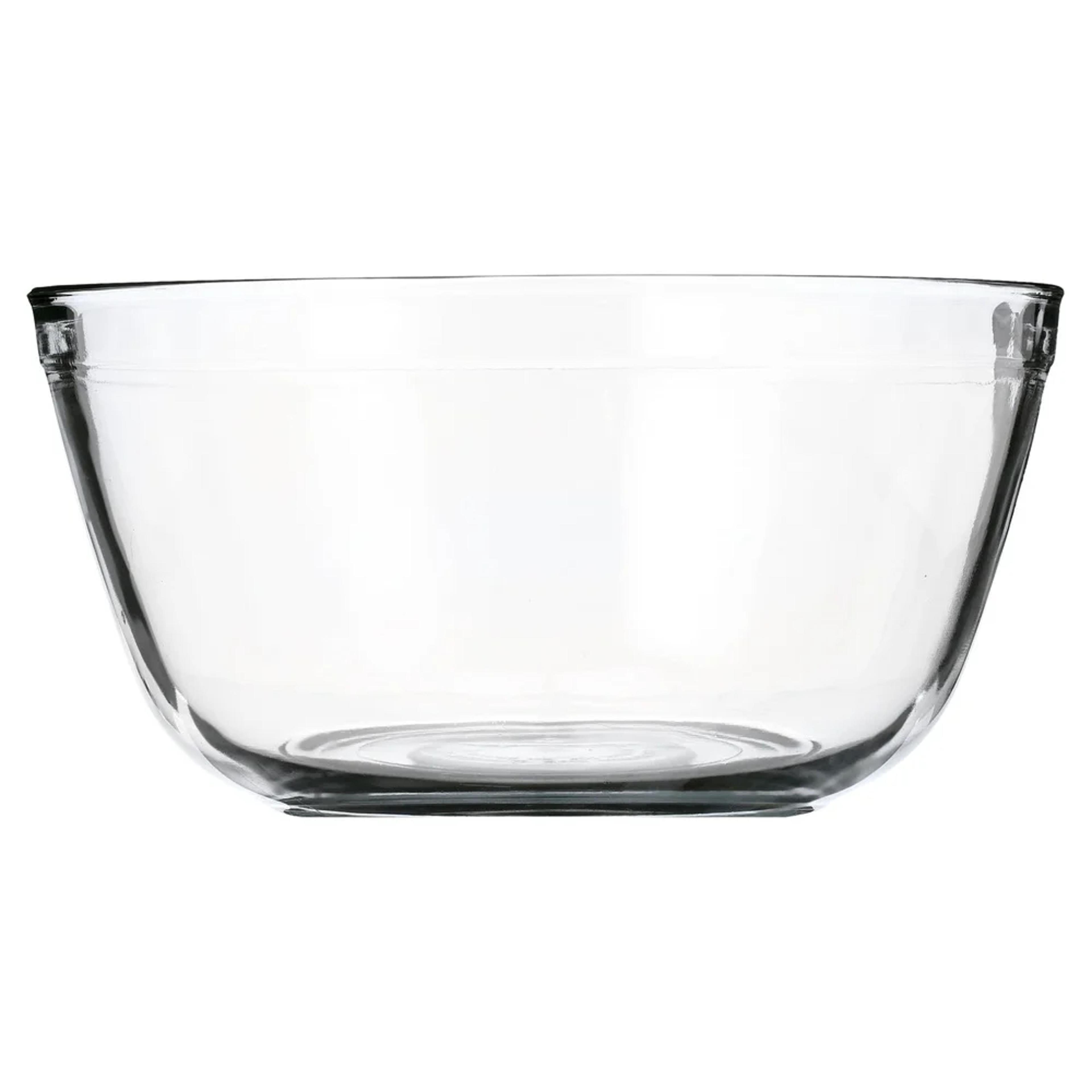 durable glass mixing bowl, microwave safe, shatter resistant, ideal for mixing, baking, storing, marinades, sauce, salad