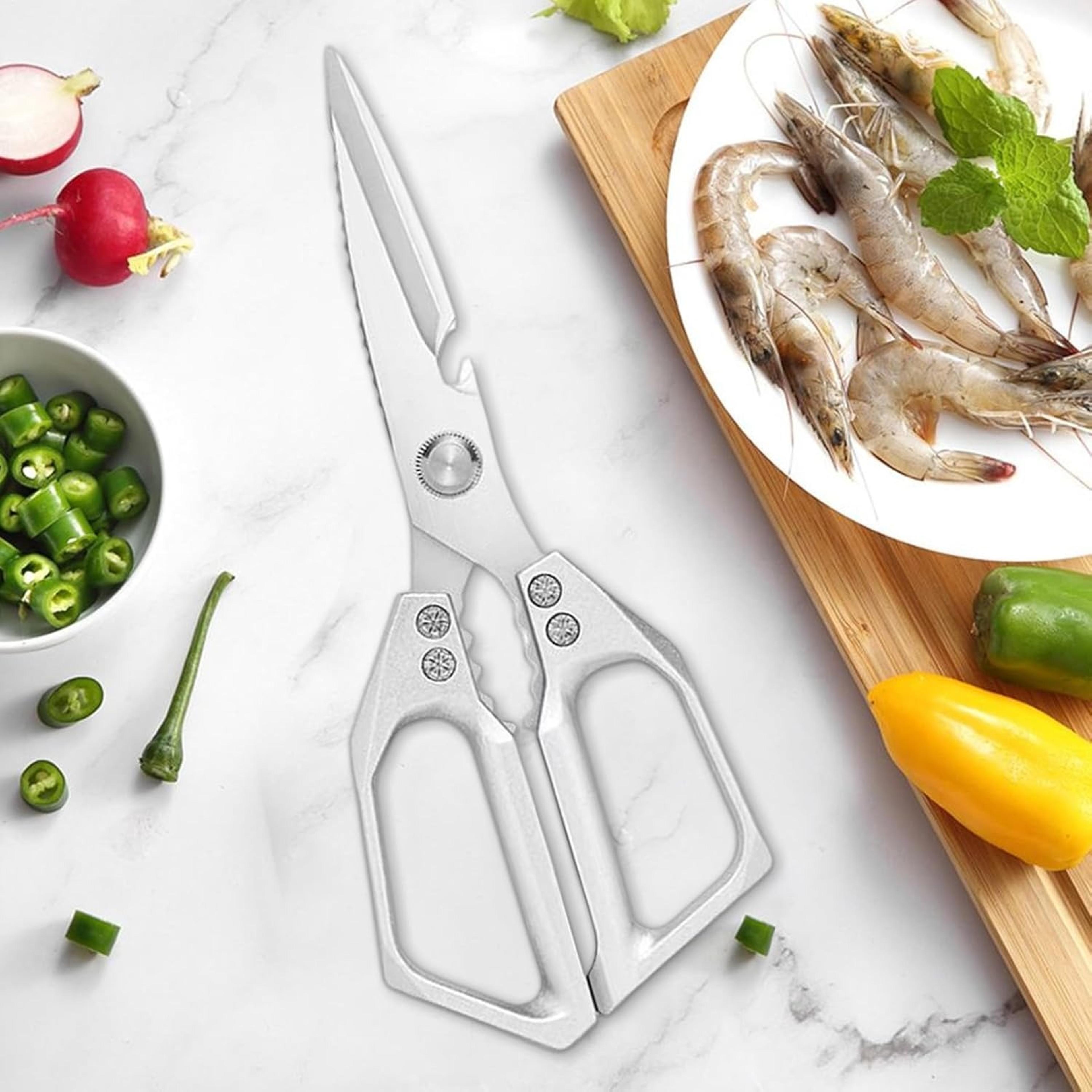 heavy duty kitchen scissors stainless steel multi-purpose cooking shears for meat, poultry & herbs