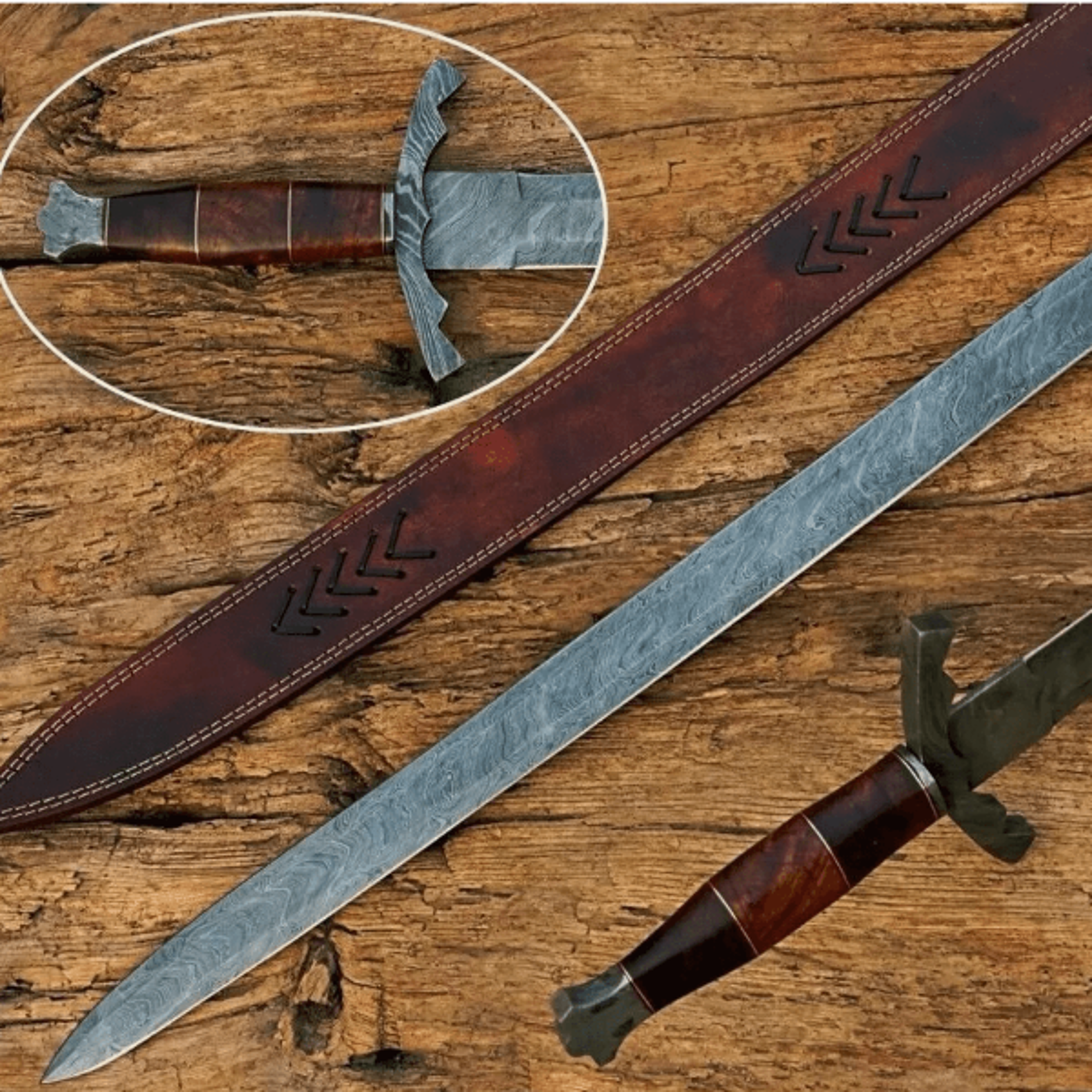handcrafted damascus steel viking sword - 40" medieval collectible