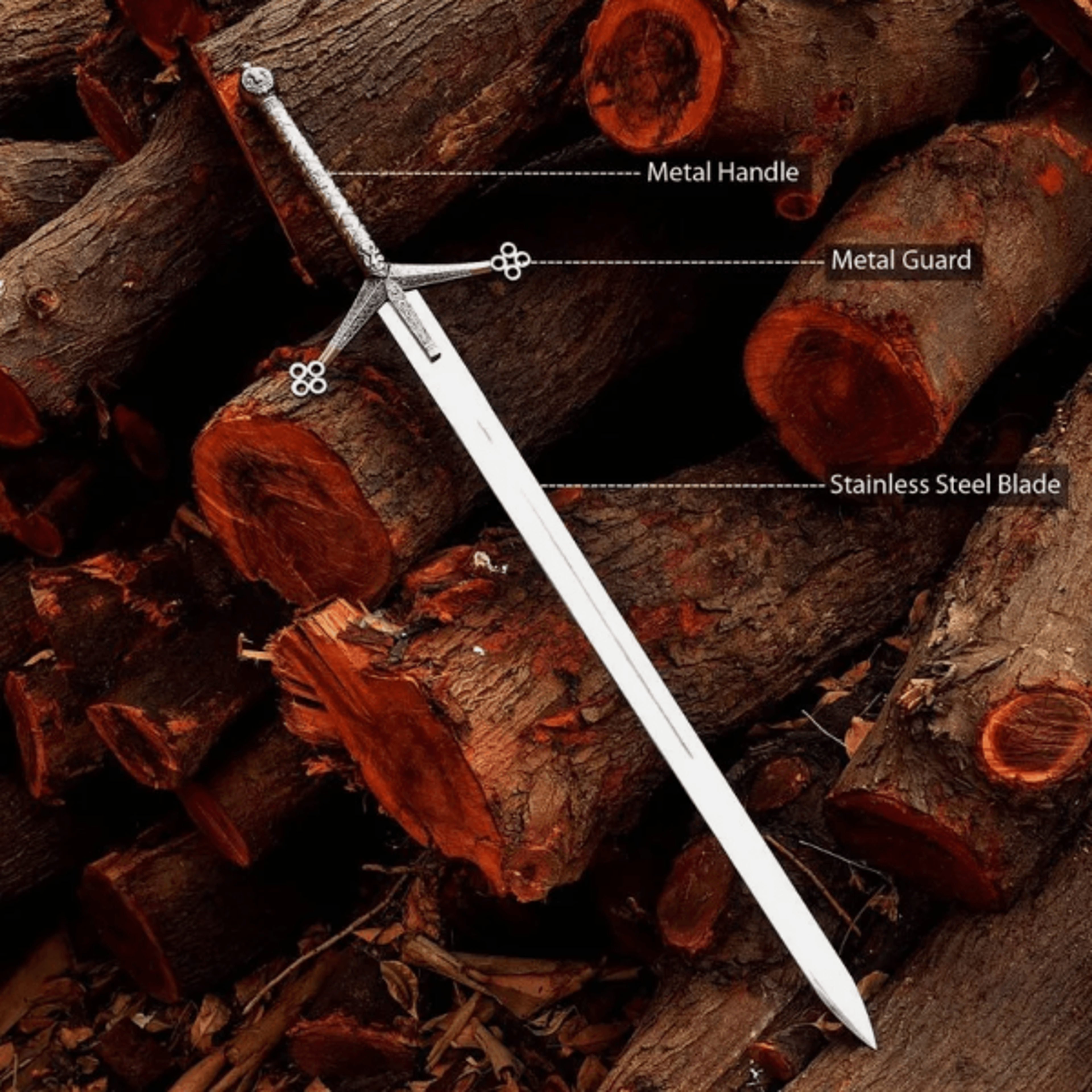 handmade legend of the seeker scottish claymore sword - stainless steel medieval sword with leather sheath