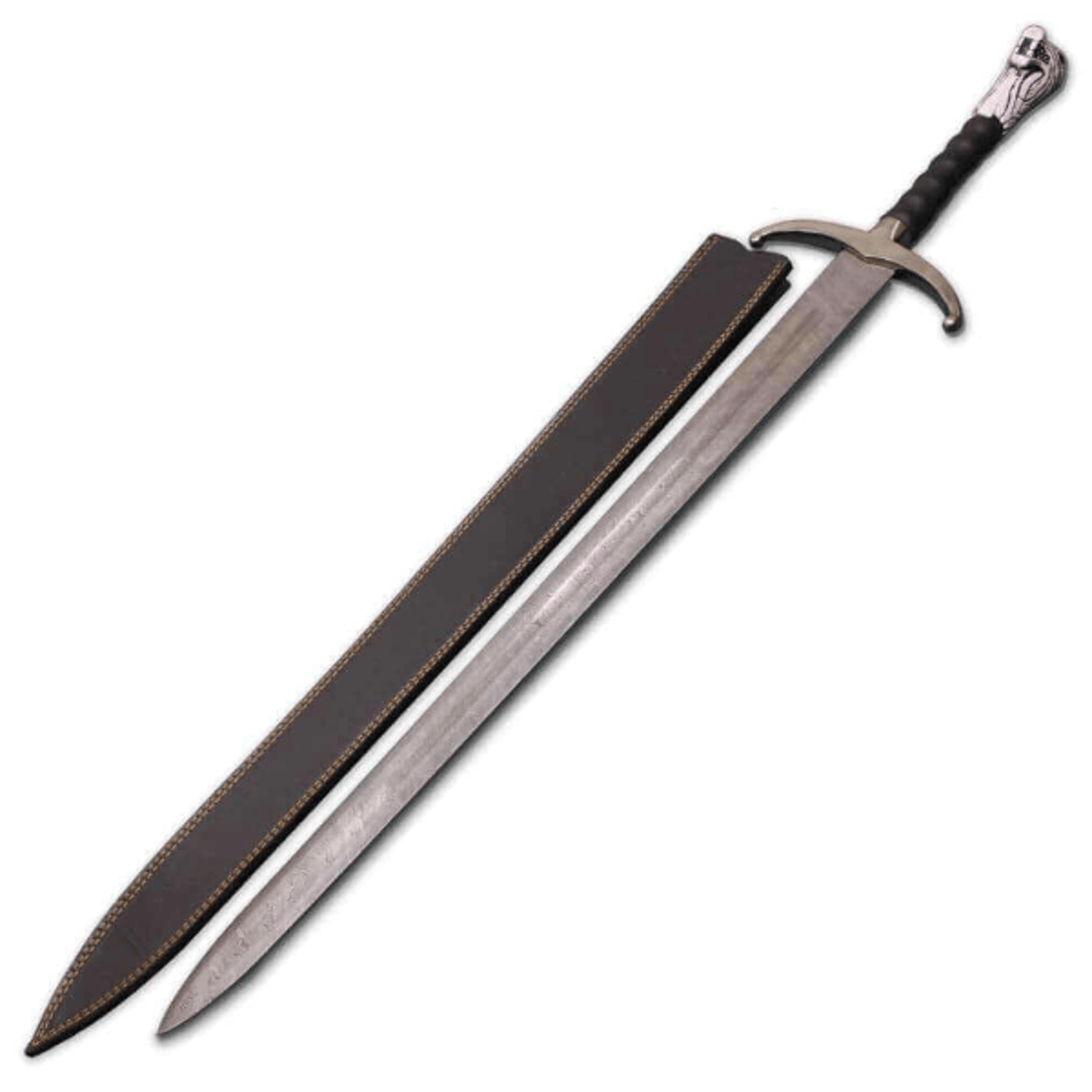 longclaw sword of jon snow - premium damascus steel replica from game of thrones with leather sheath