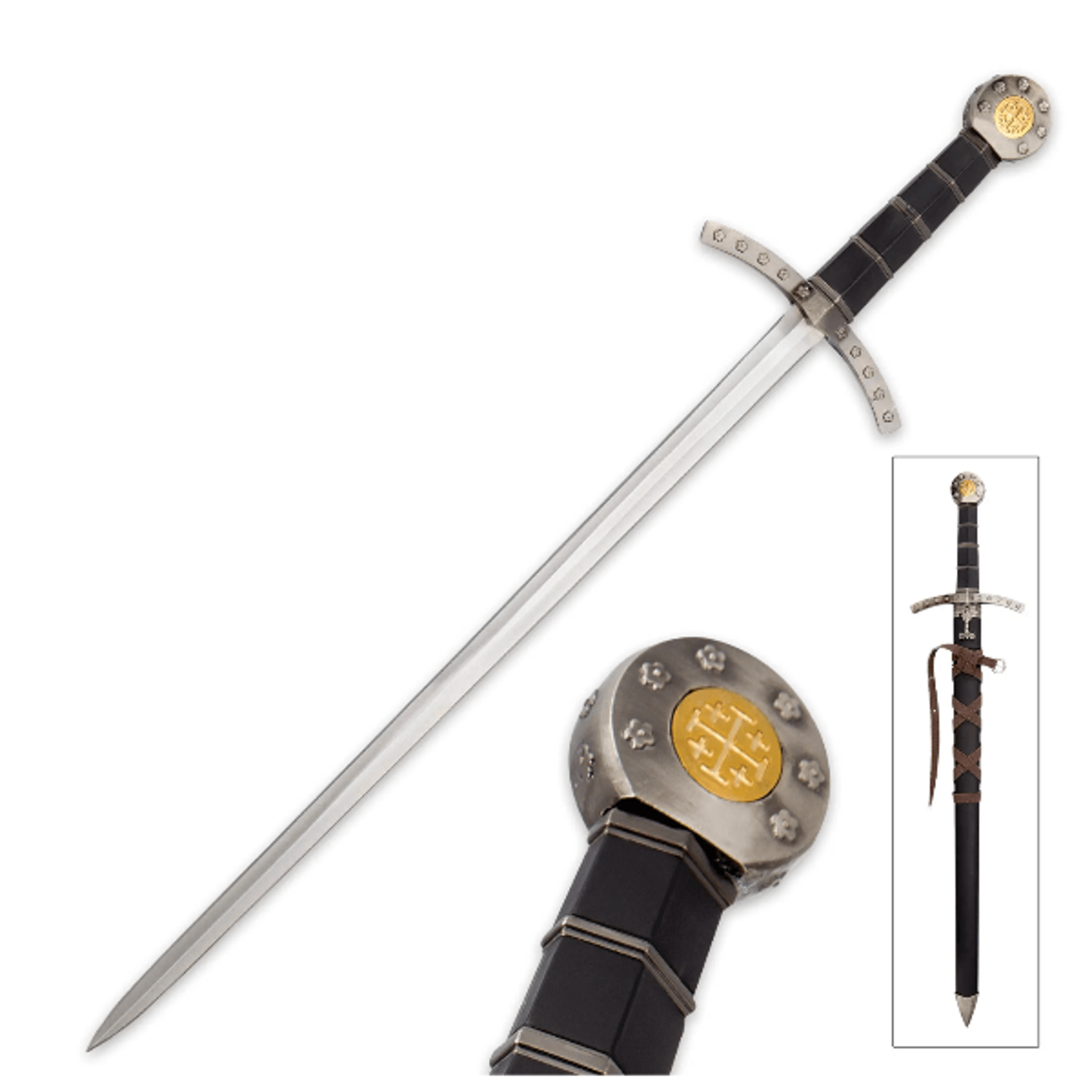 jerusalem rose - medieval crusader short sword with sheath