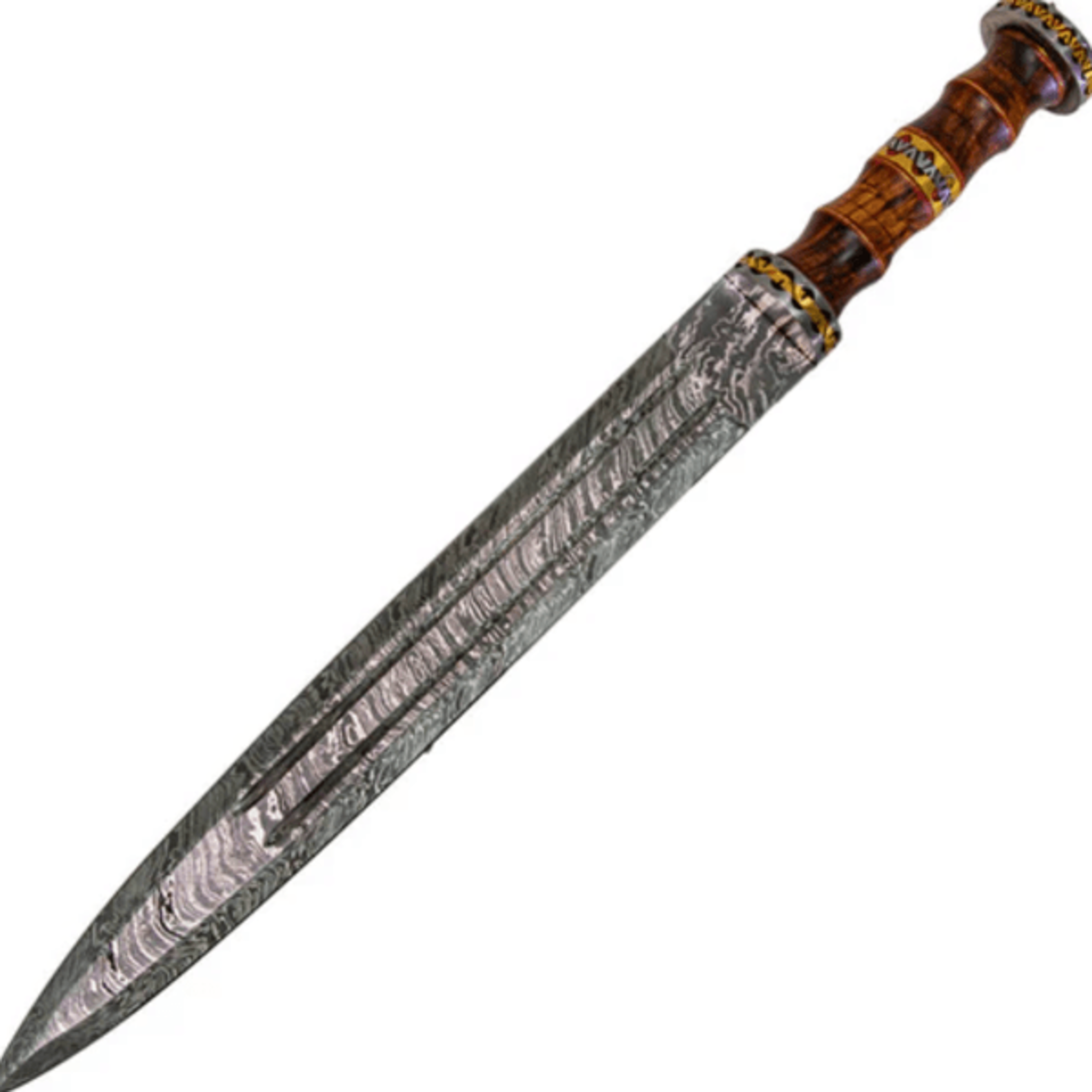 damascus steel roman gladius sword - handmade short sword with leather sheath