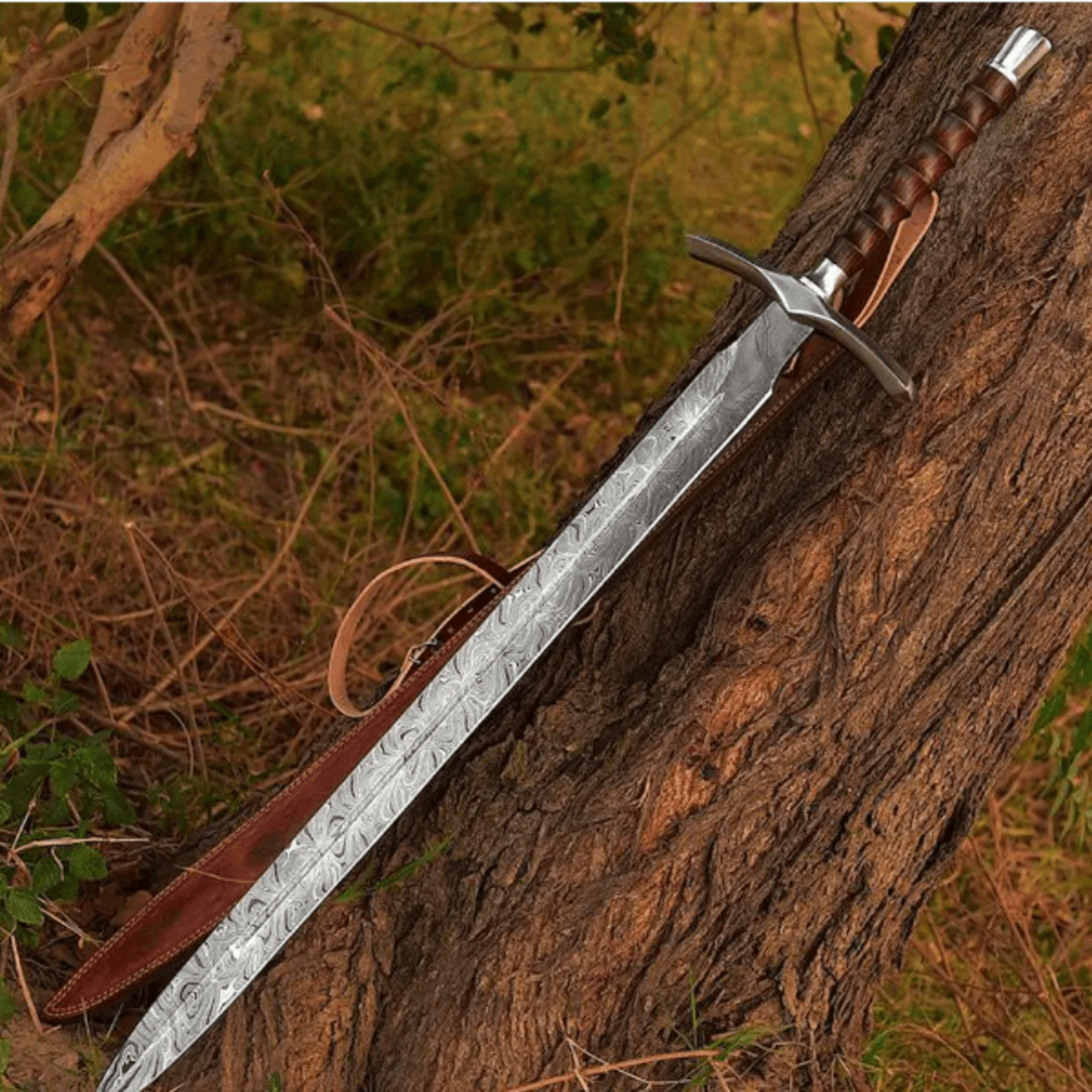 40 inch medieval fantasy blade with exotic wood handle & leather sheath | historical collectible | dad gift | bf gift