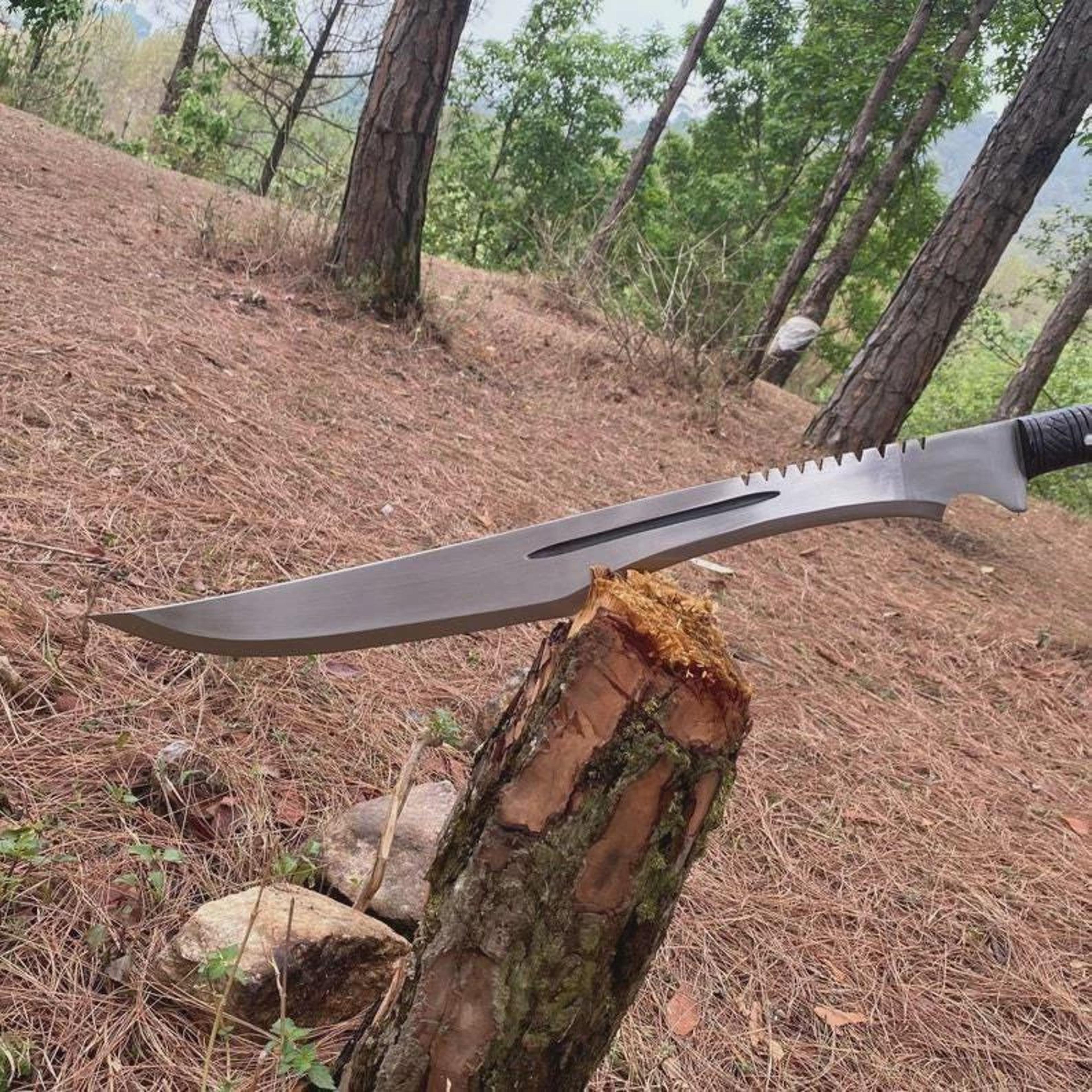 Handcrafted High Carbon Steel Kukri Sword With Serrated Spine  Rosewood Handle  Bushcraft Collector 2