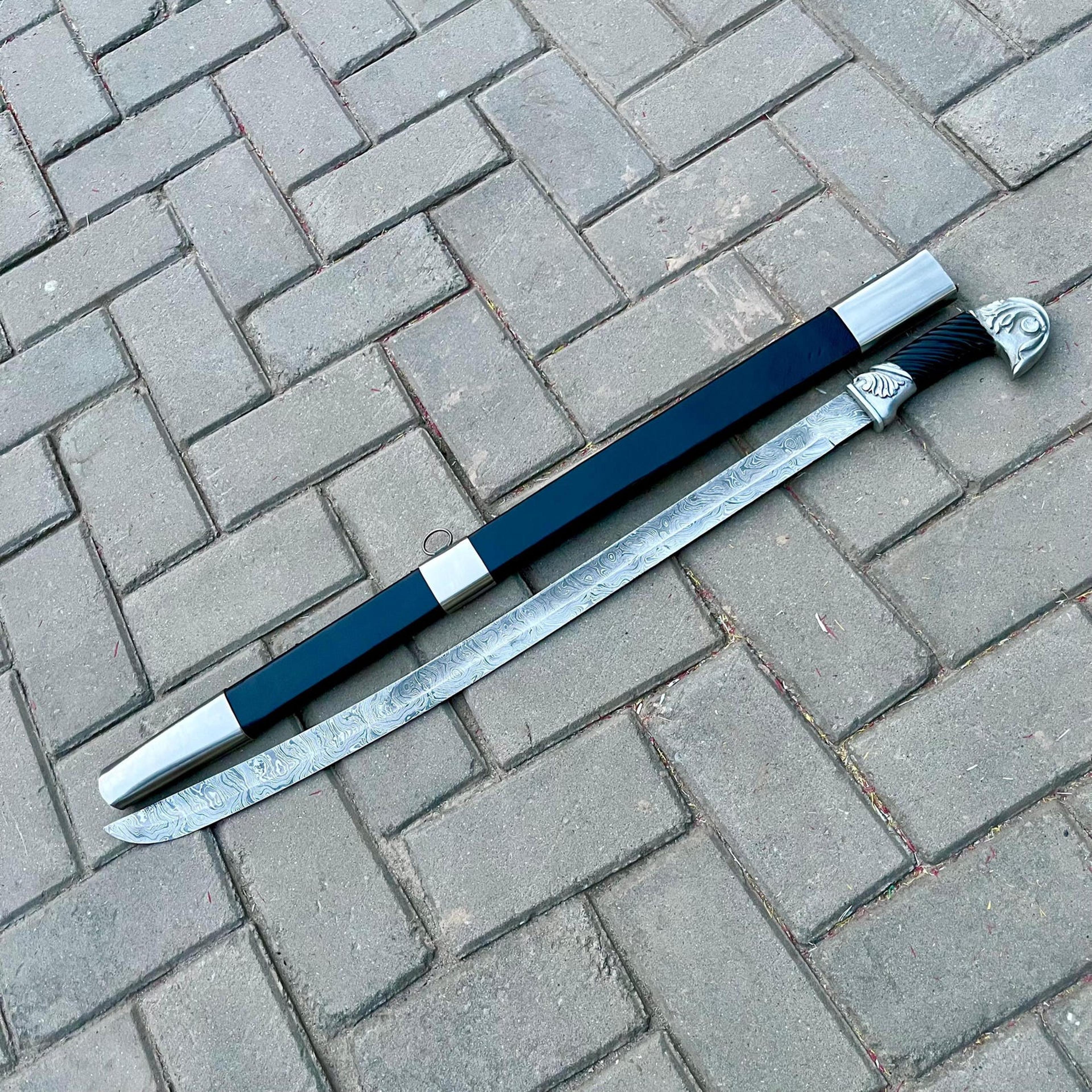 Handmade Damascus Steel Shashka Sword Collectible Historical Cavalry Sword Decorative Collectib 7