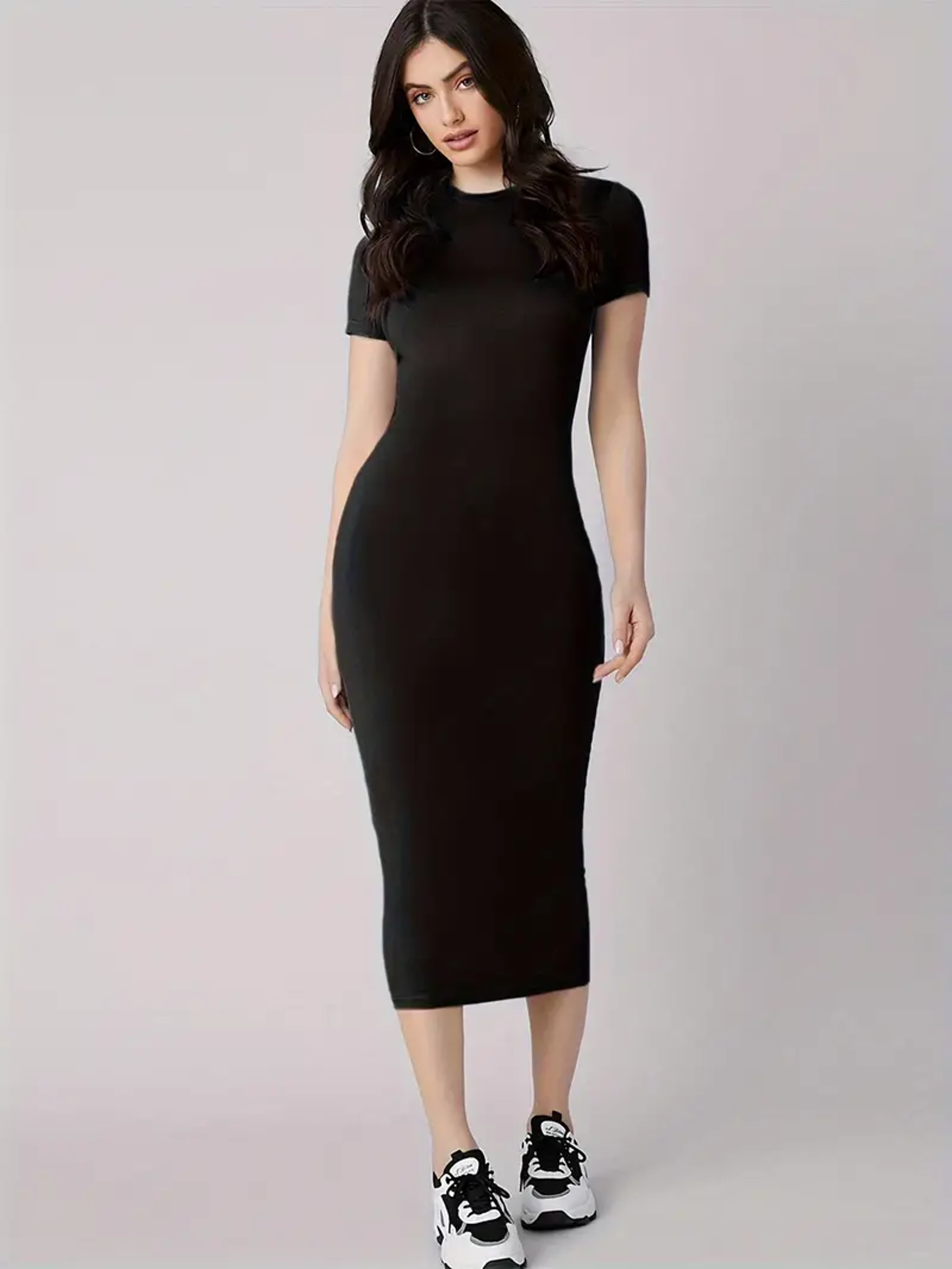 women's sexy slim fit dress with colored lipprint letter print round neck short sleeve for spring and summer