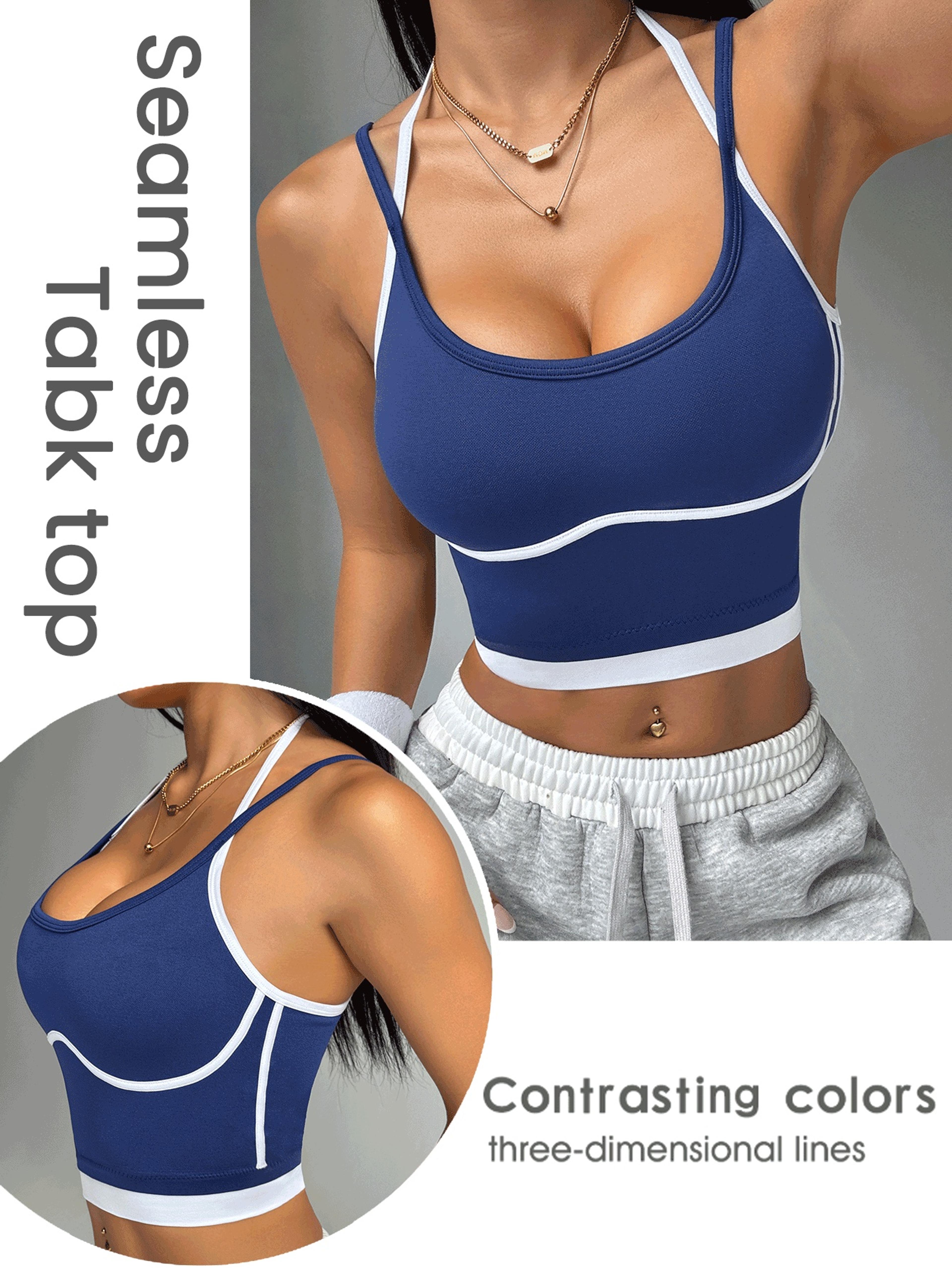 Color Block Wireless Sports Bra For Running Yoga Workouts 5