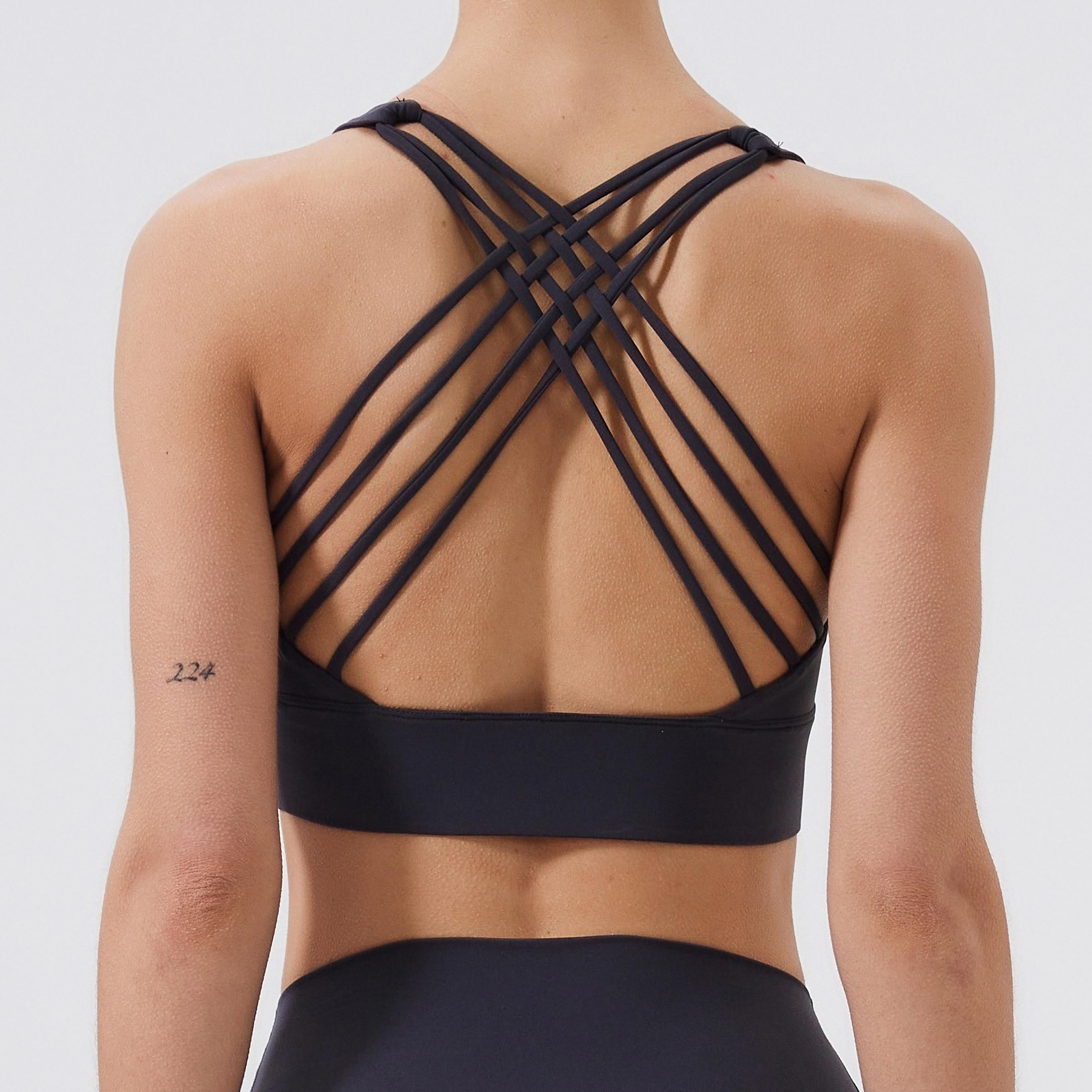 Womens Strappy Back Sports Bra Yoga Top For Gym And Running 10