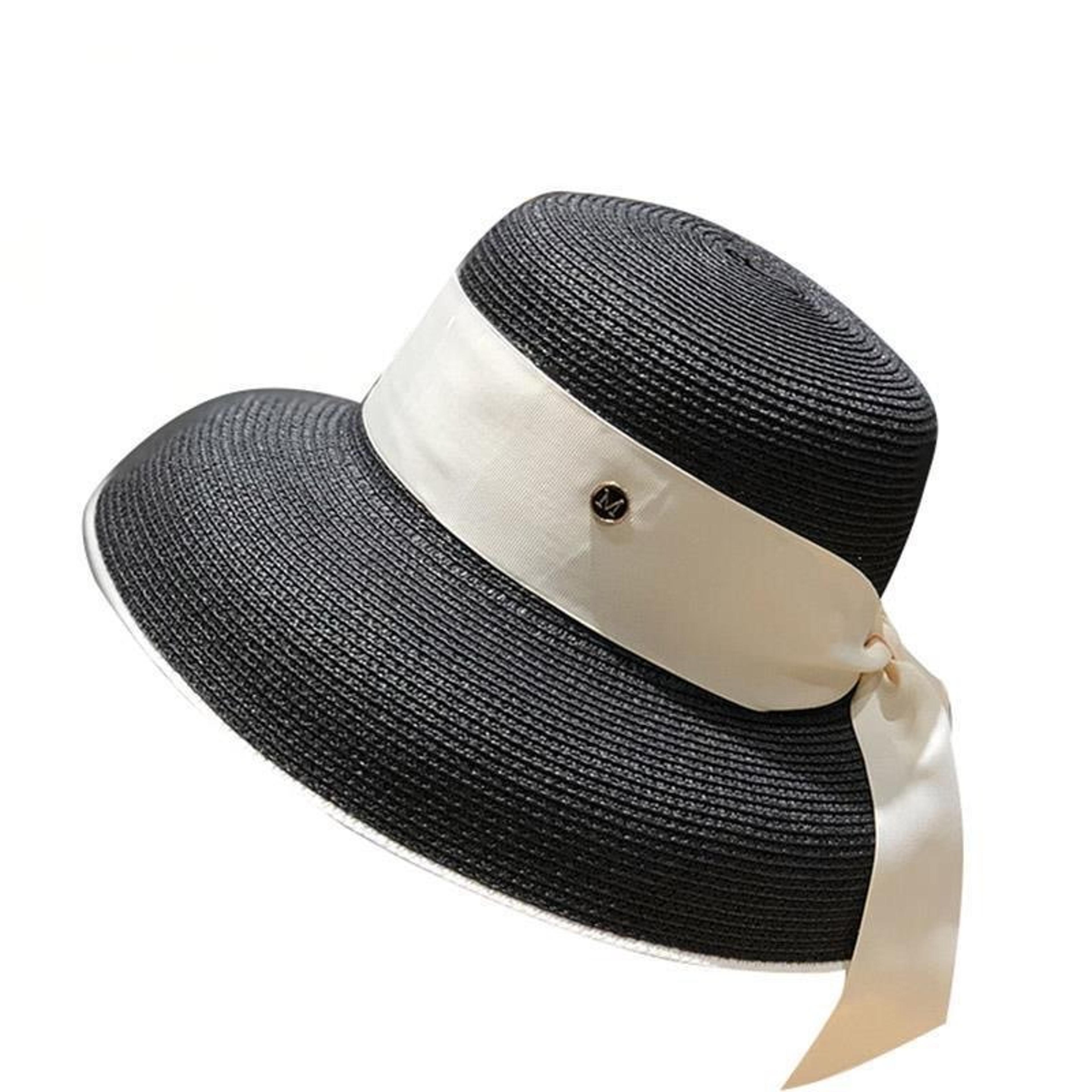 French Hepburn Style Womens Straw Sun Hat With Silk Strap 4