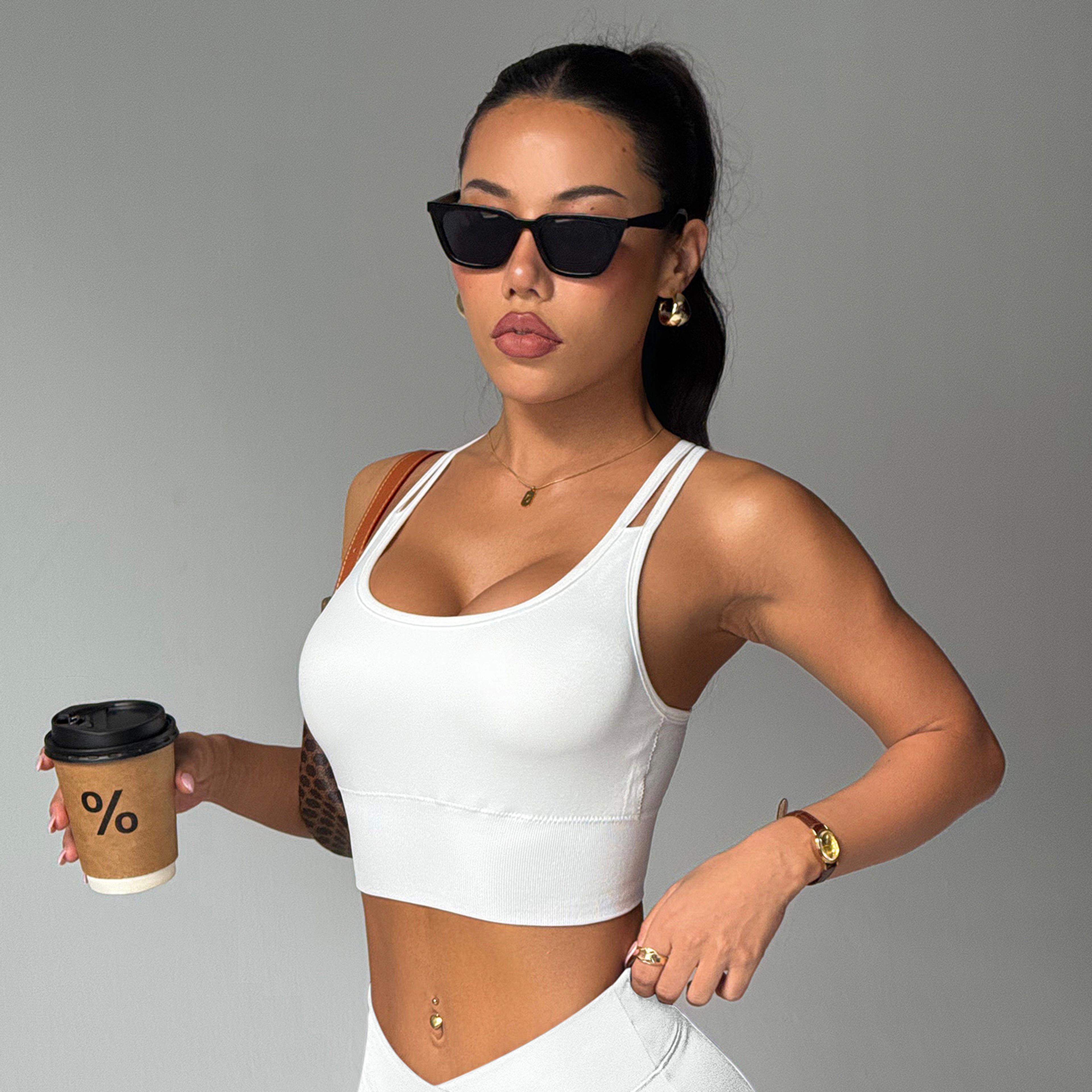 Seamless Criss Cross Back Sports Bra Padded Yoga Workout Top 4