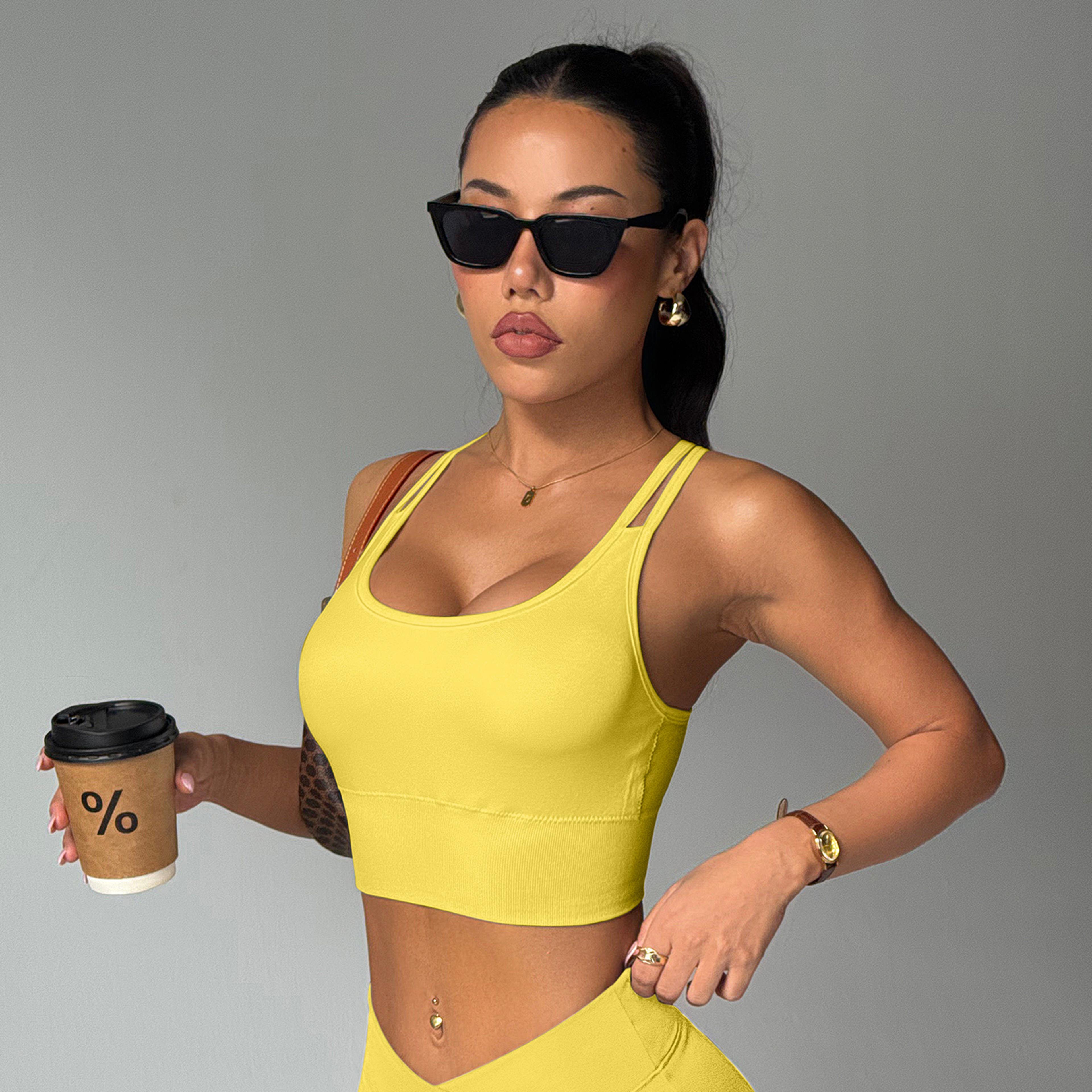 Seamless Criss Cross Back Sports Bra Padded Yoga Workout Top 5