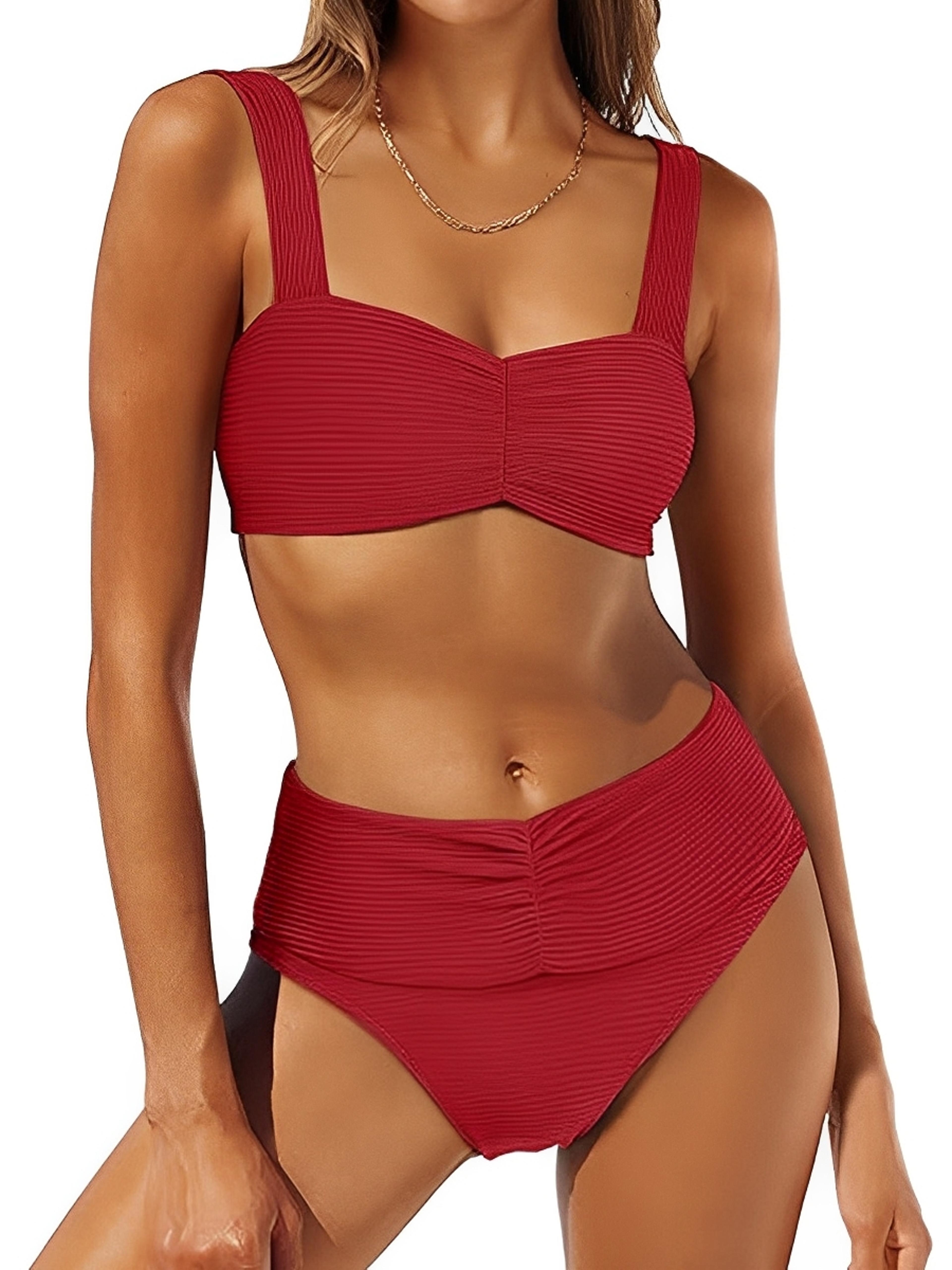 Chic High Waisted Bikini Strappy Two Piece Swimsuit For Women 3
