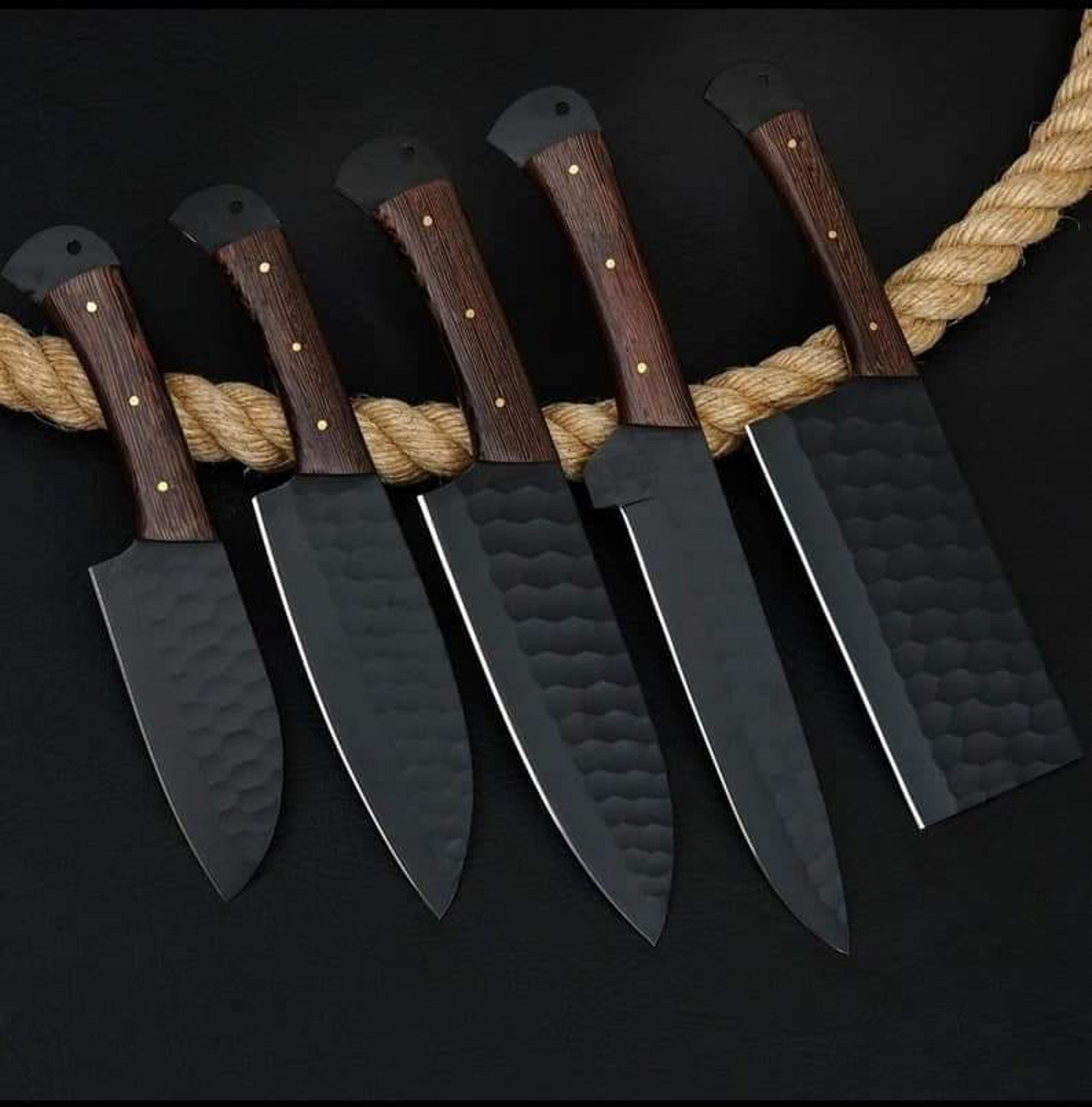 damascus chef set of 5pieces ,custom handmade chef set , handmade damascus chef set ,personalized gift for mother ,