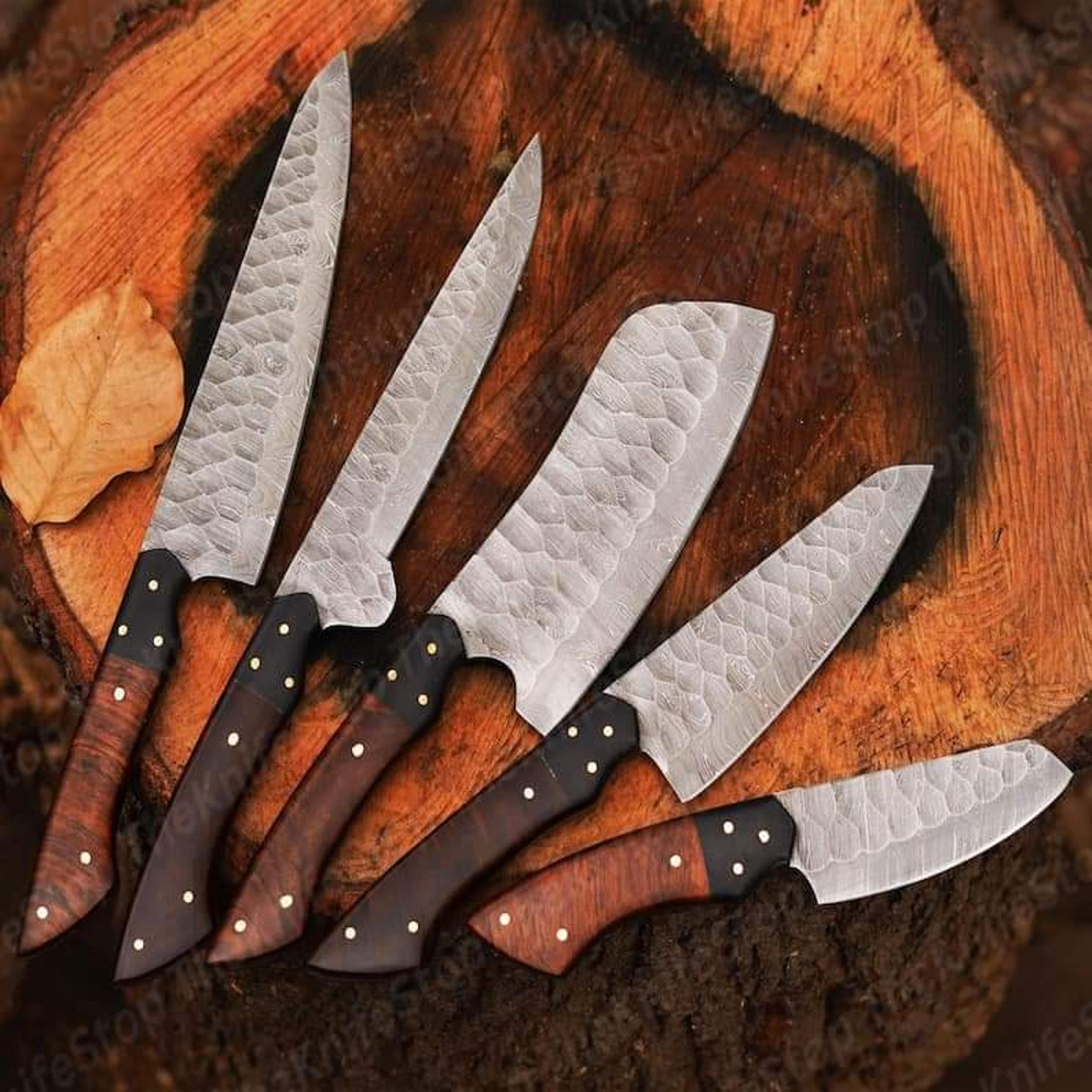 damascus chef set of 5 pieces ,custom handmade chef set , handmade damascus chef set ,personalized, gift for mother ,