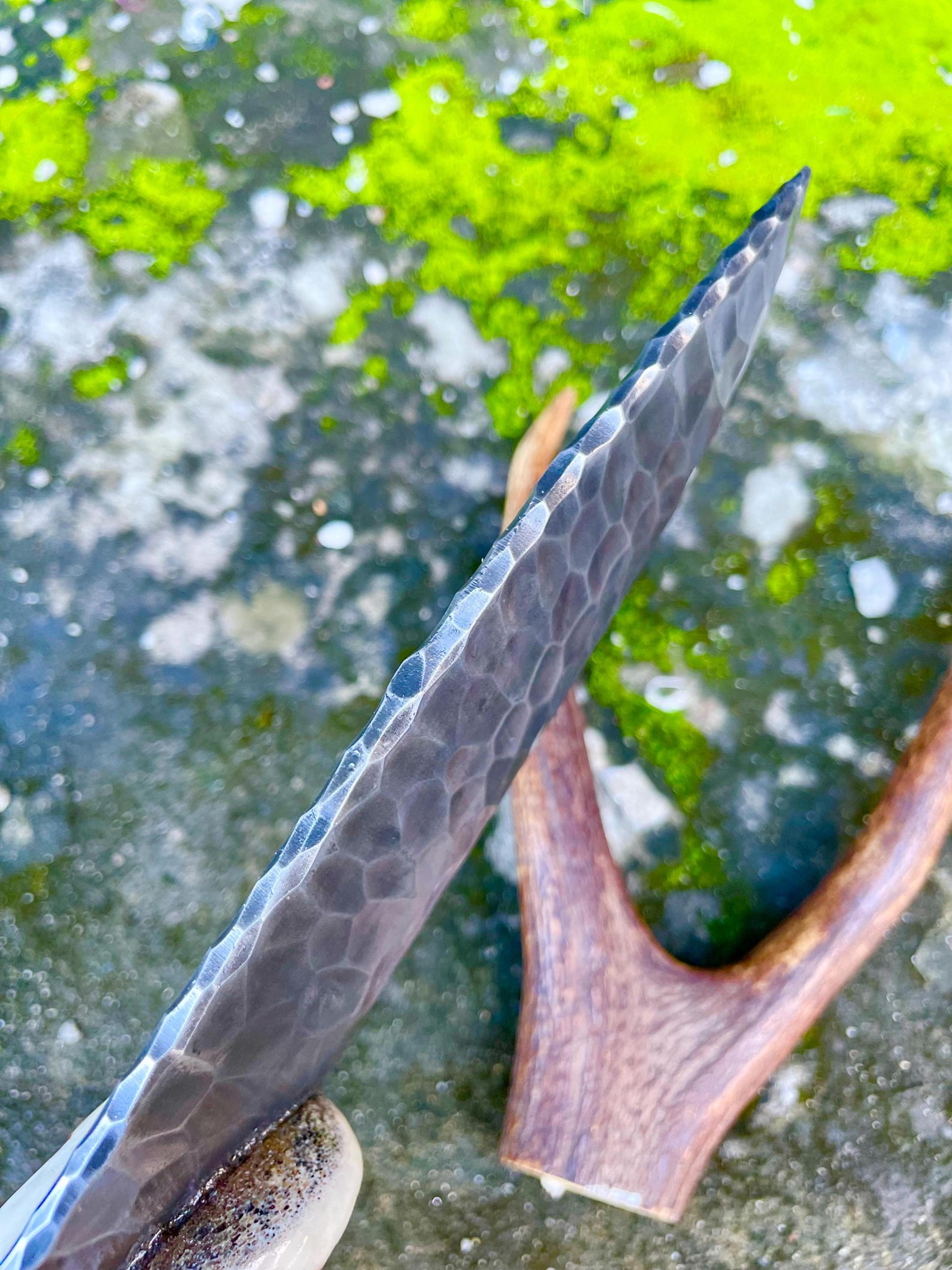Hand Forged Stag Handle Hunting Knife High Carbon Steel Hunting Blade  Gift For Hunters  Husband GI 8