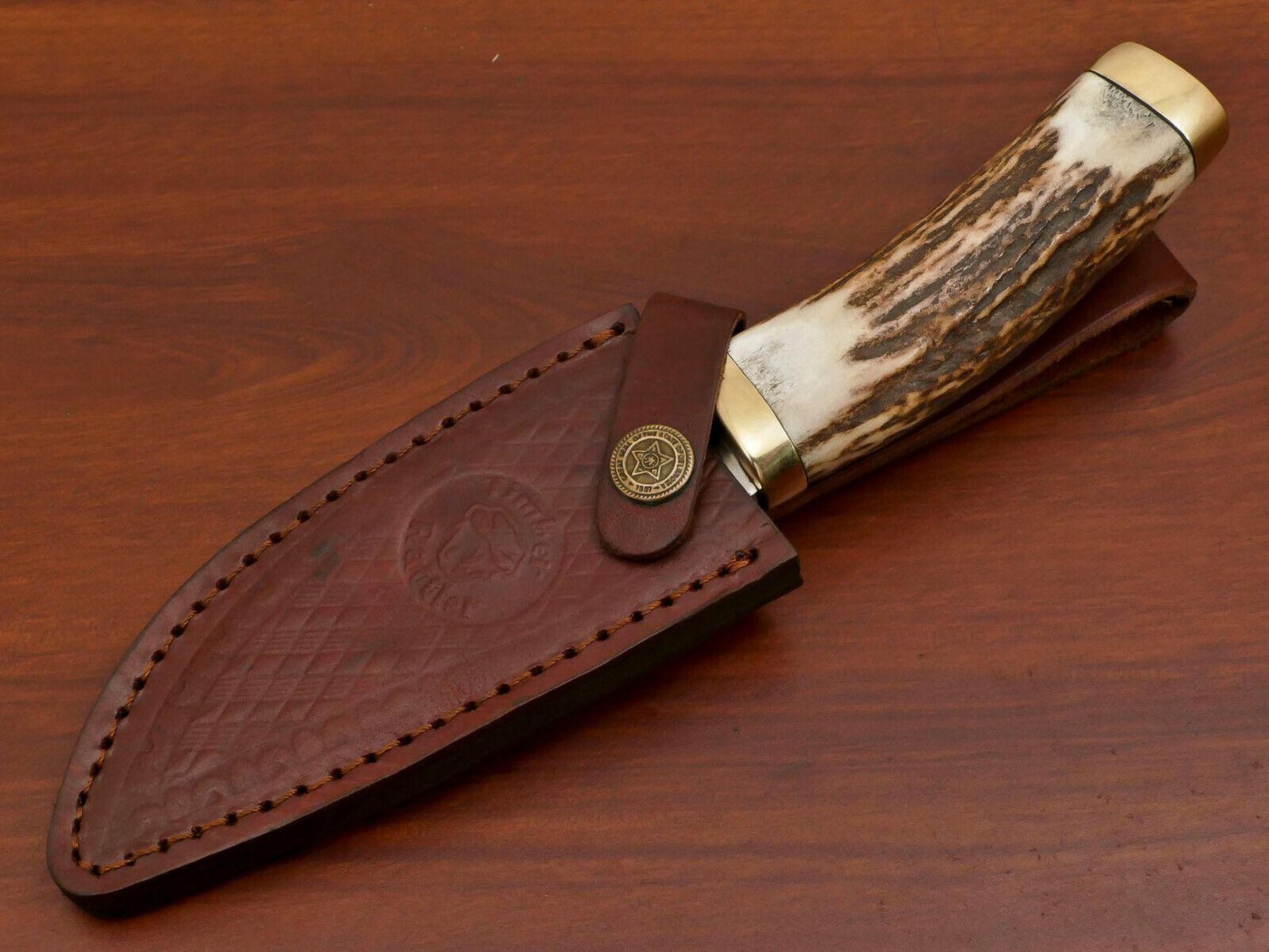Handmade Stainless Steel Skinner Knife With Stag Handle Outdoor Collector Gift 5