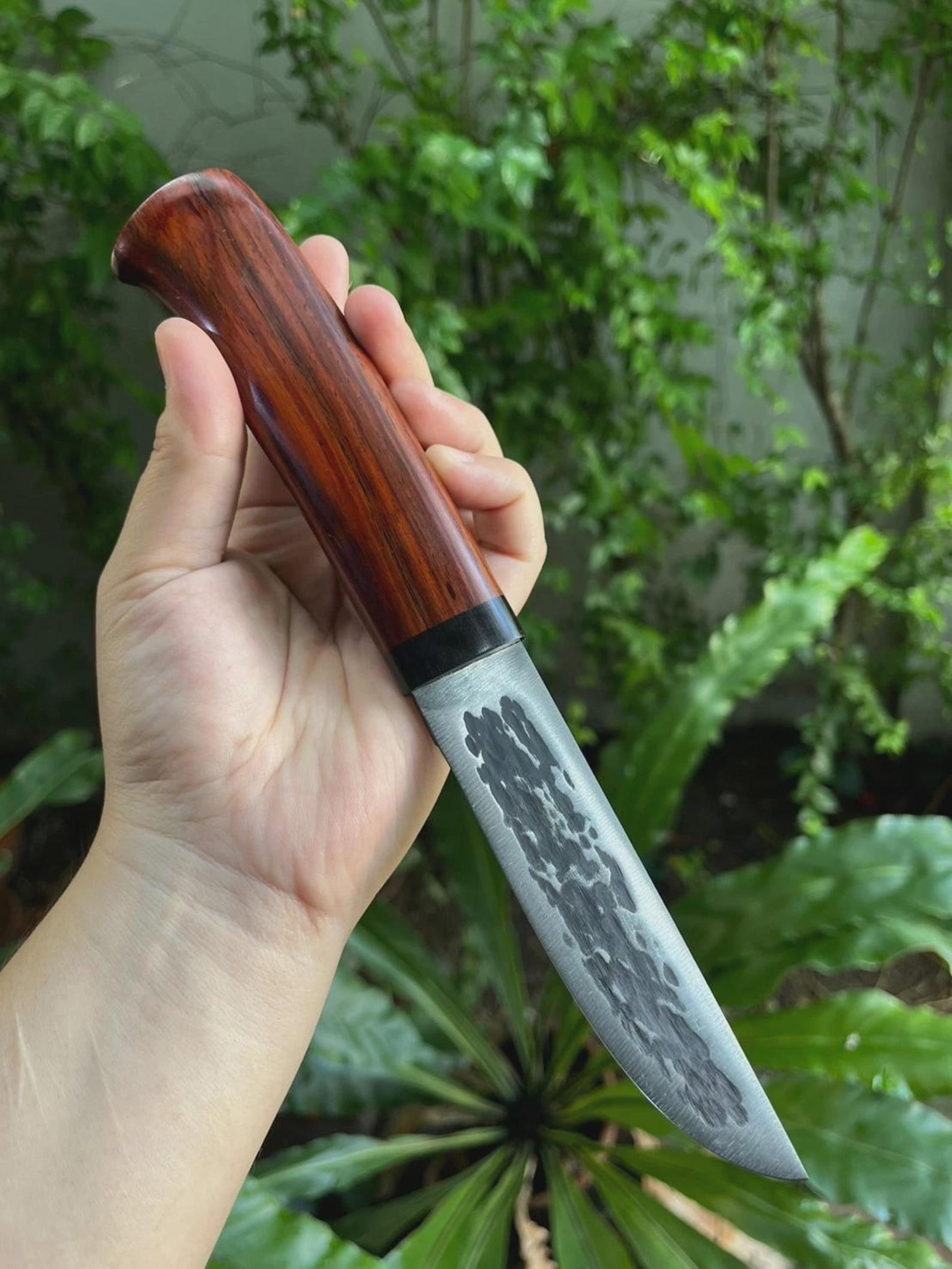 Custom Carbon Steel Hunting Knife Rosewood Handle Outdoor Camping Gift 4