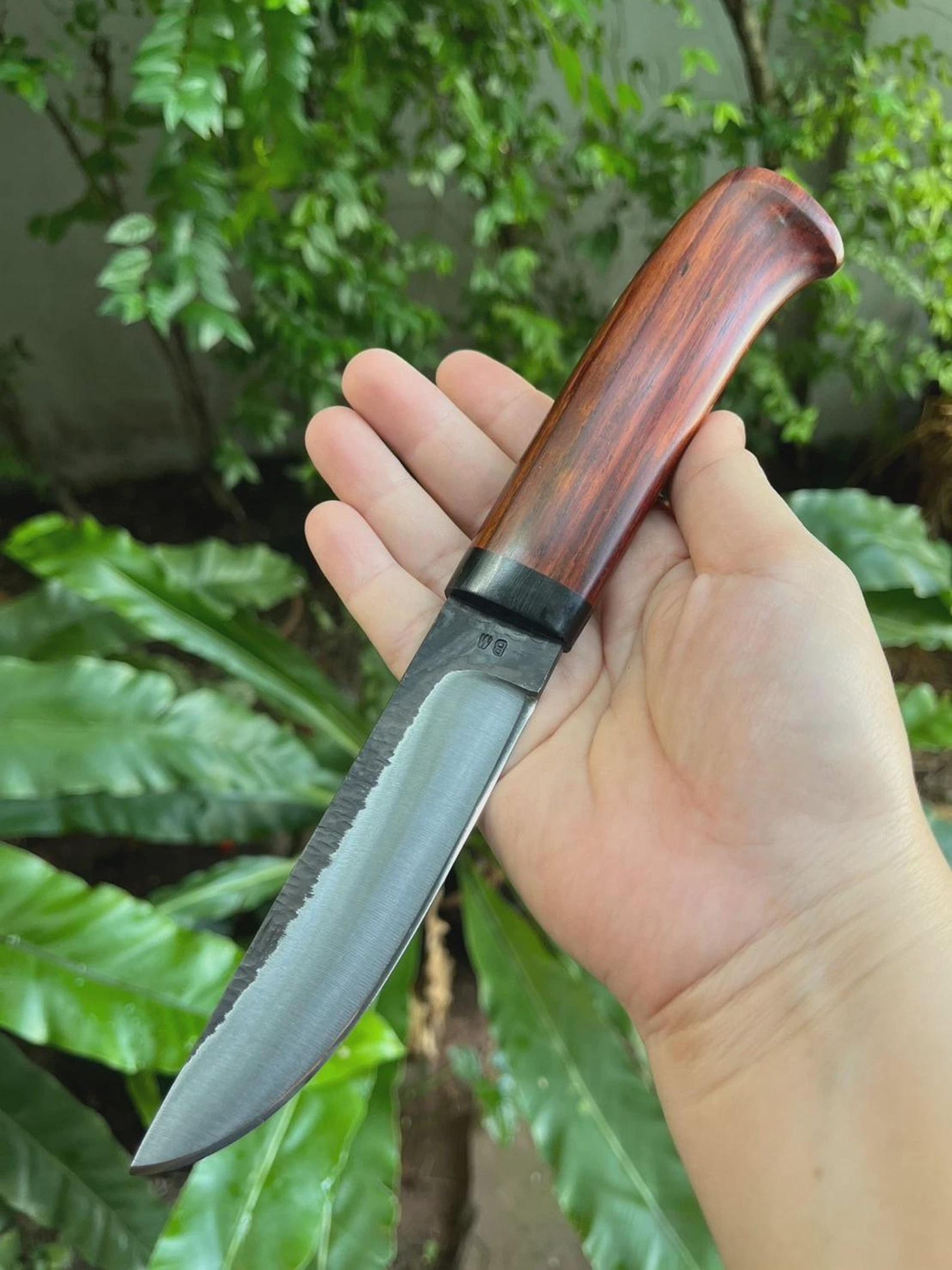 Custom Carbon Steel Hunting Knife Rosewood Handle Outdoor Camping Gift 8