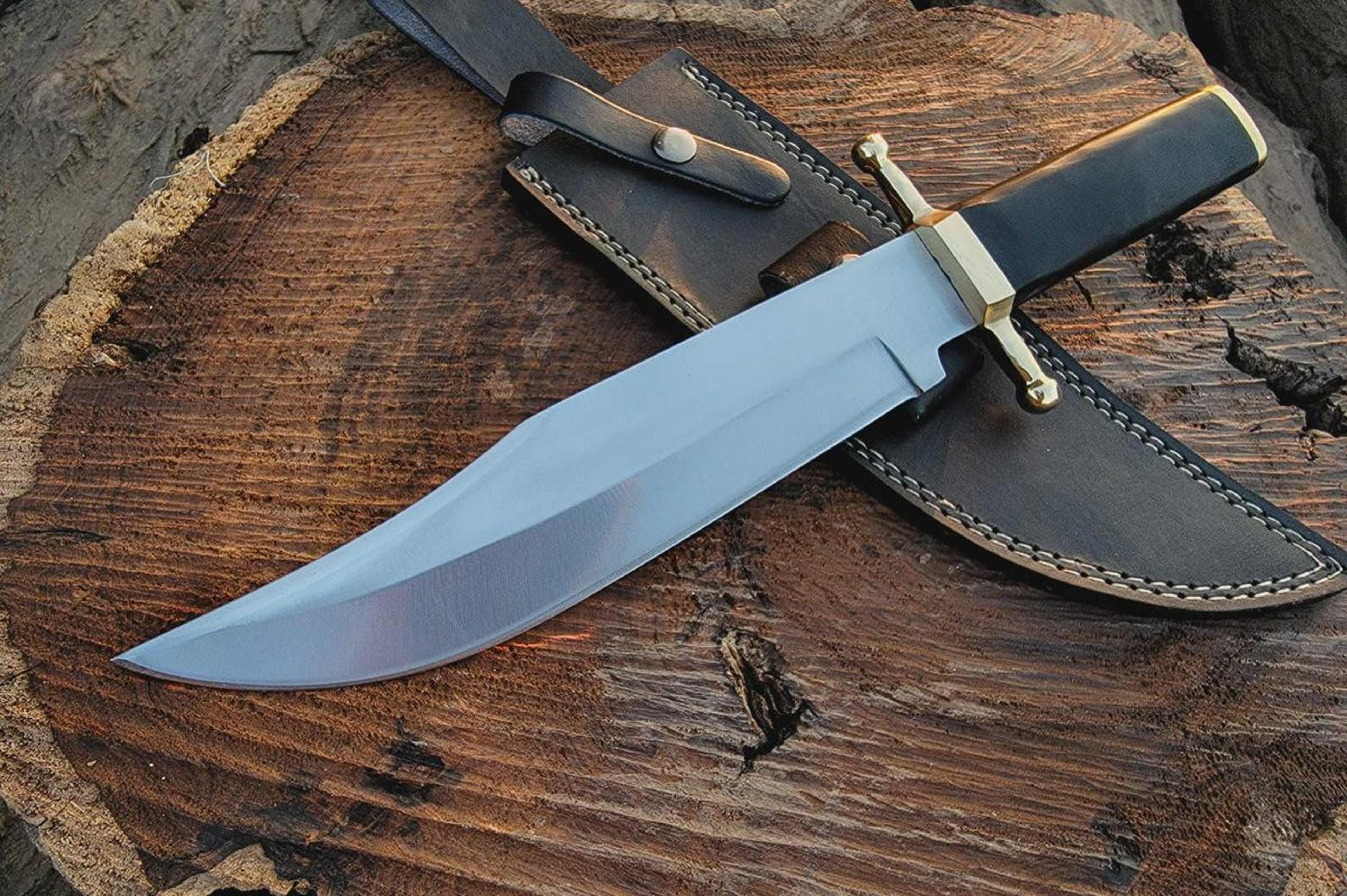 Premium Bowie Knife D2 Steel Blade Buffalo Horn Handle With Leather Sheath 2