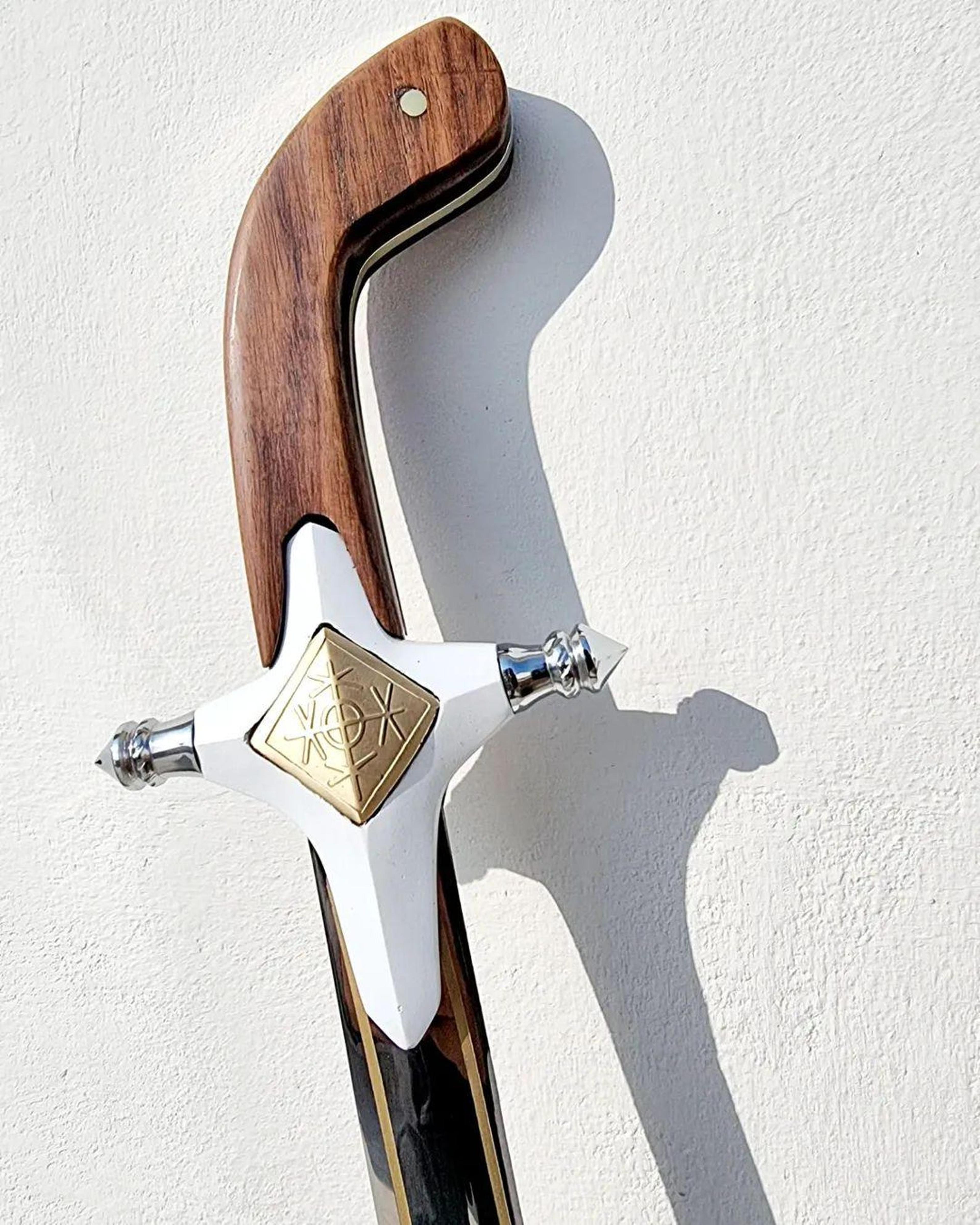 Custom Arabic Shamshir Saber Handmade Sword With Leather Scabbard Gift For Men 4